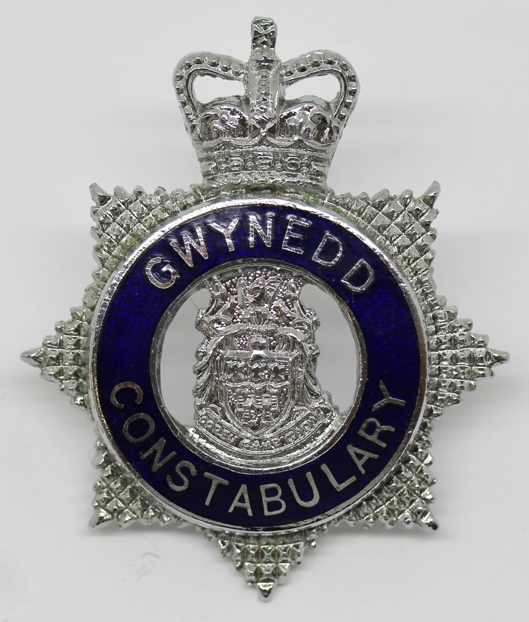 Gwynedd Constabulary Senior Officer's Enamelled Cap Badge - Queen's Crown