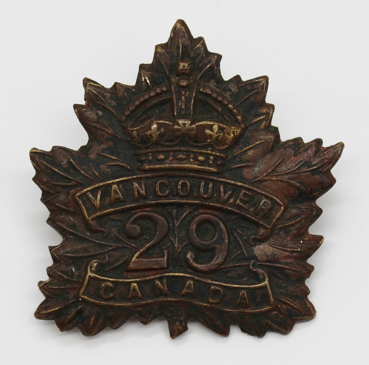 Canadian WW1 29th Infantry Battalion (Vancouver) C.E.F. Cap Badge