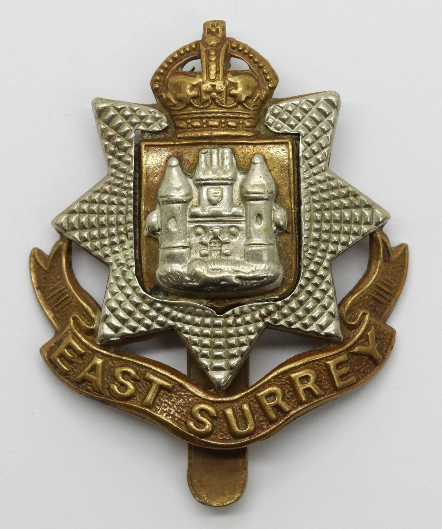 East Surrey Regiment Cap Badge - King's Crown