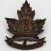 WW1 13th Regiment Canadian Mounted Rifles C.E.F. Cap Badge