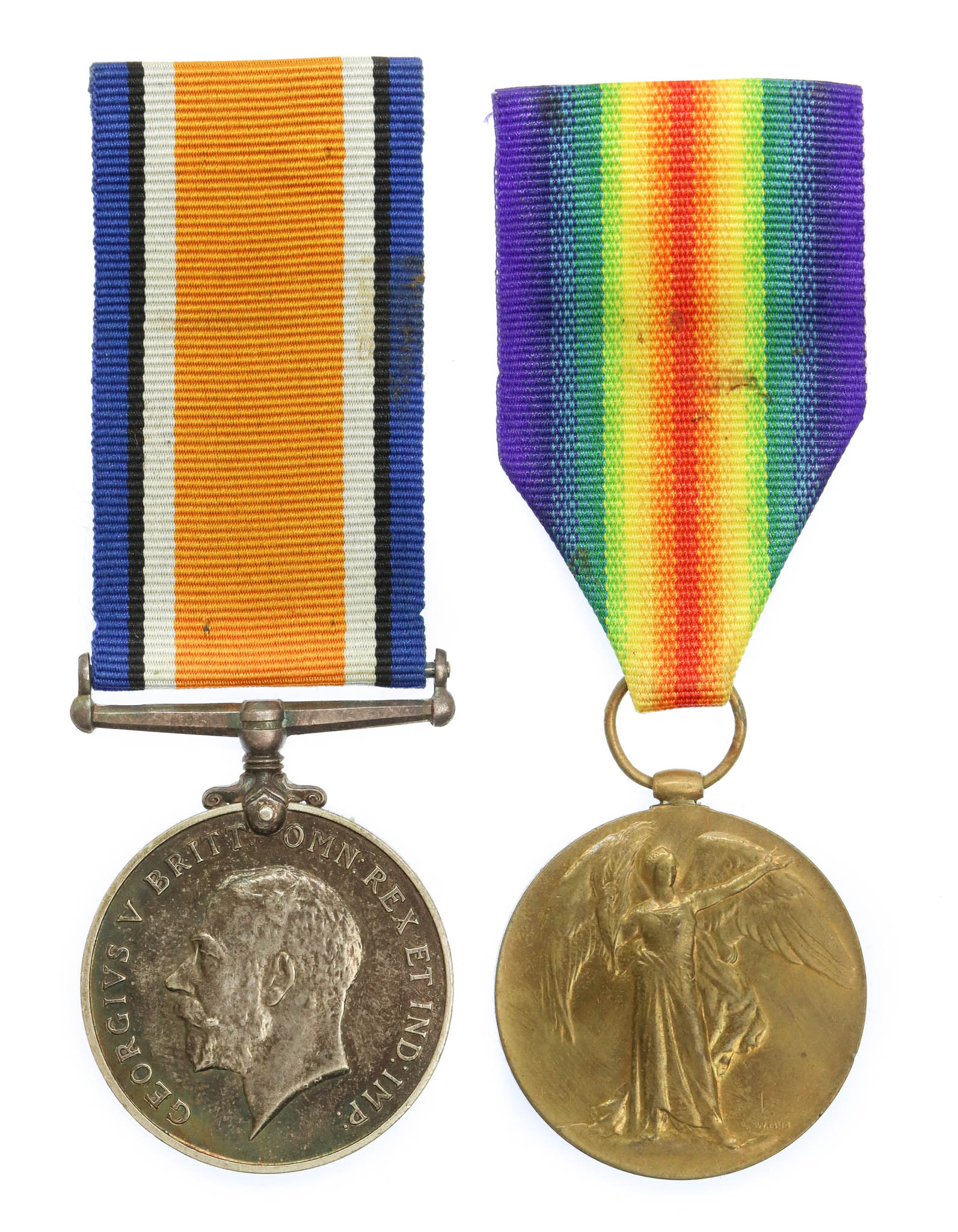 WW1 British War & Victory Medal Pair - Pte. D.R. Colllins, Royal Warwickshire Regiment - Wounded