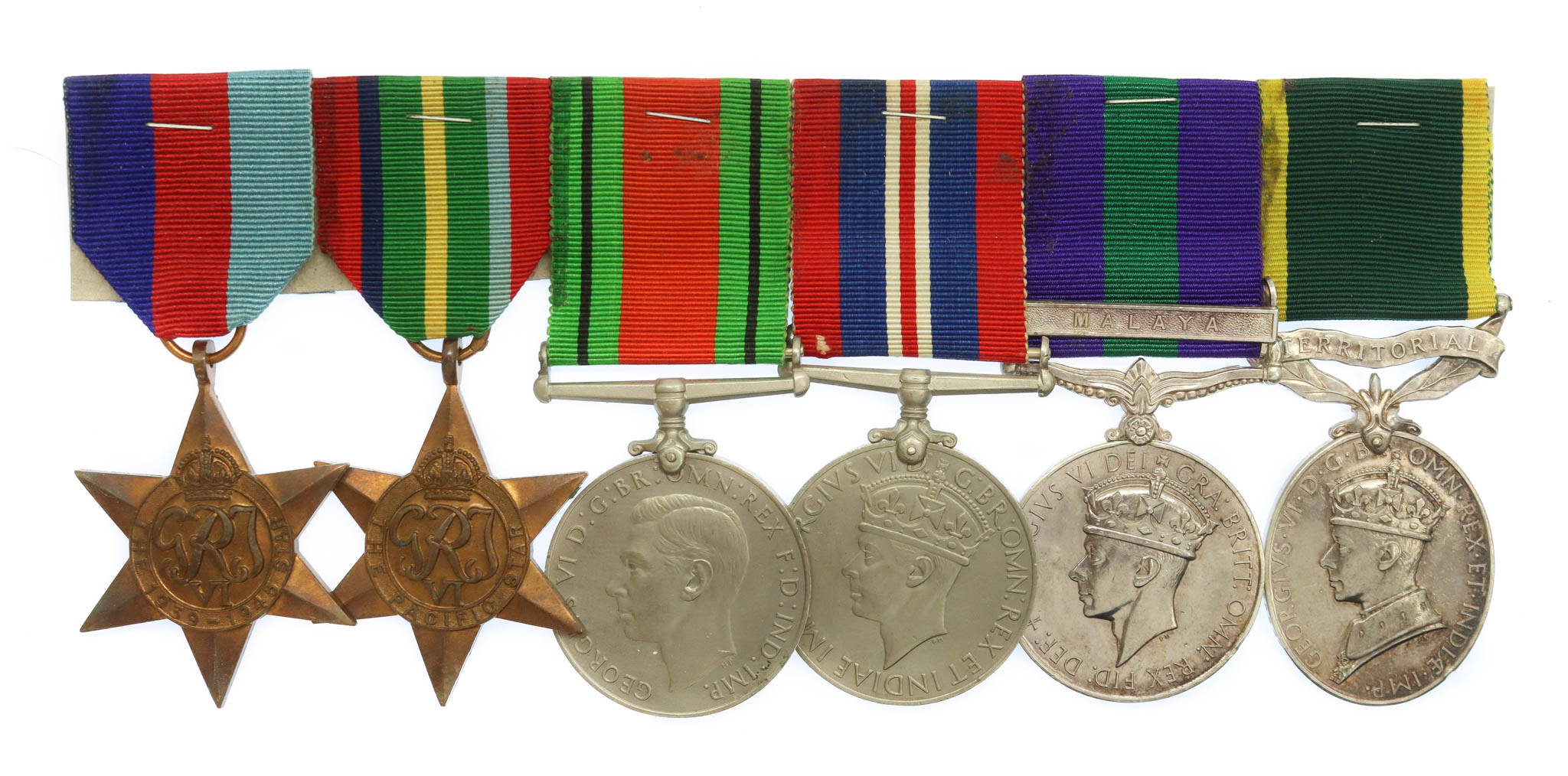 WW2, General Service Medal (Clasp - Malaya) and Territorial Efficiency Medal Group of Six - Pte. J. McMillan, Royal Scots & Cameronians