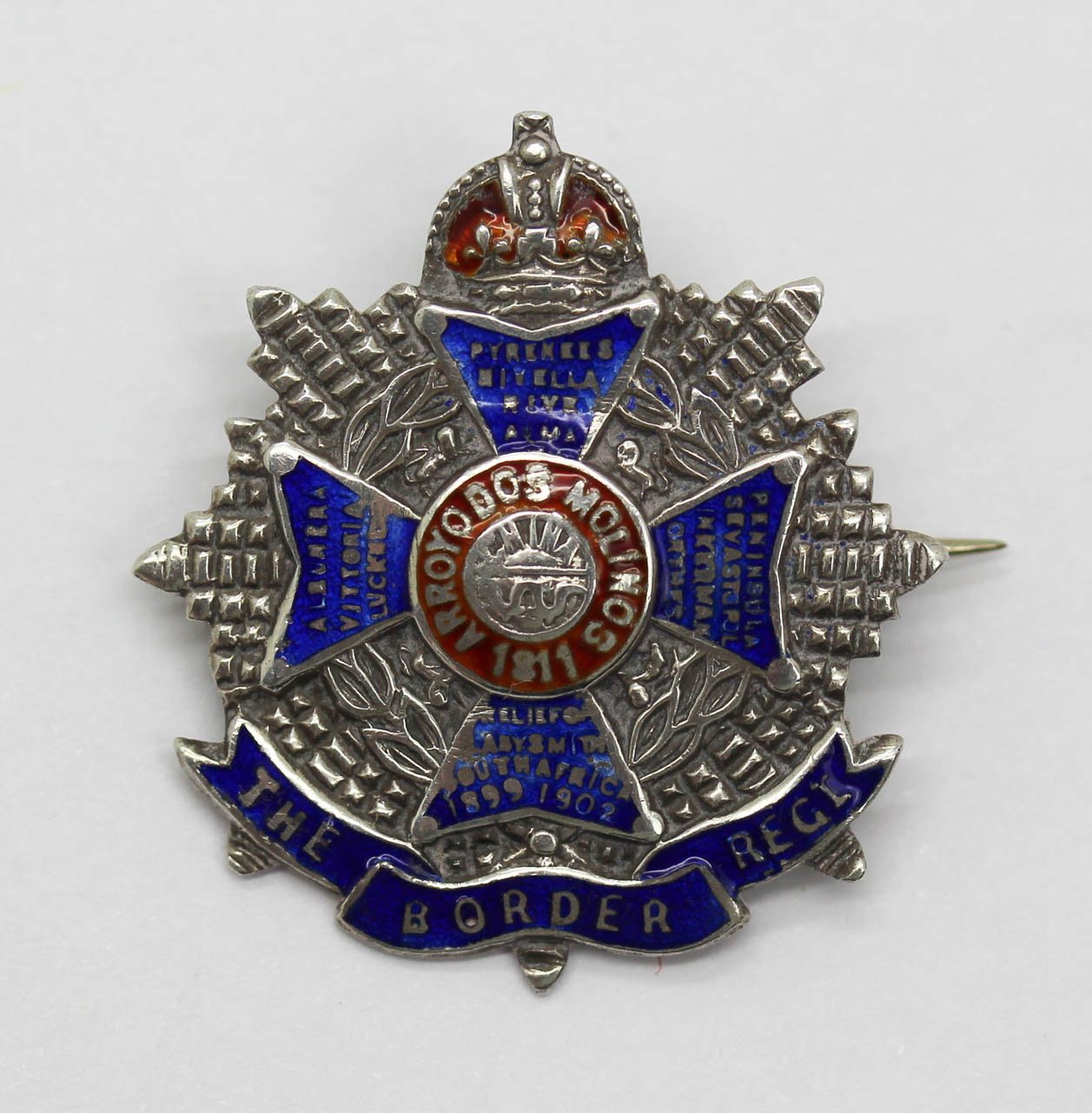 Border Regiment Sterling Silver & Enamel Sweetheart Brooch