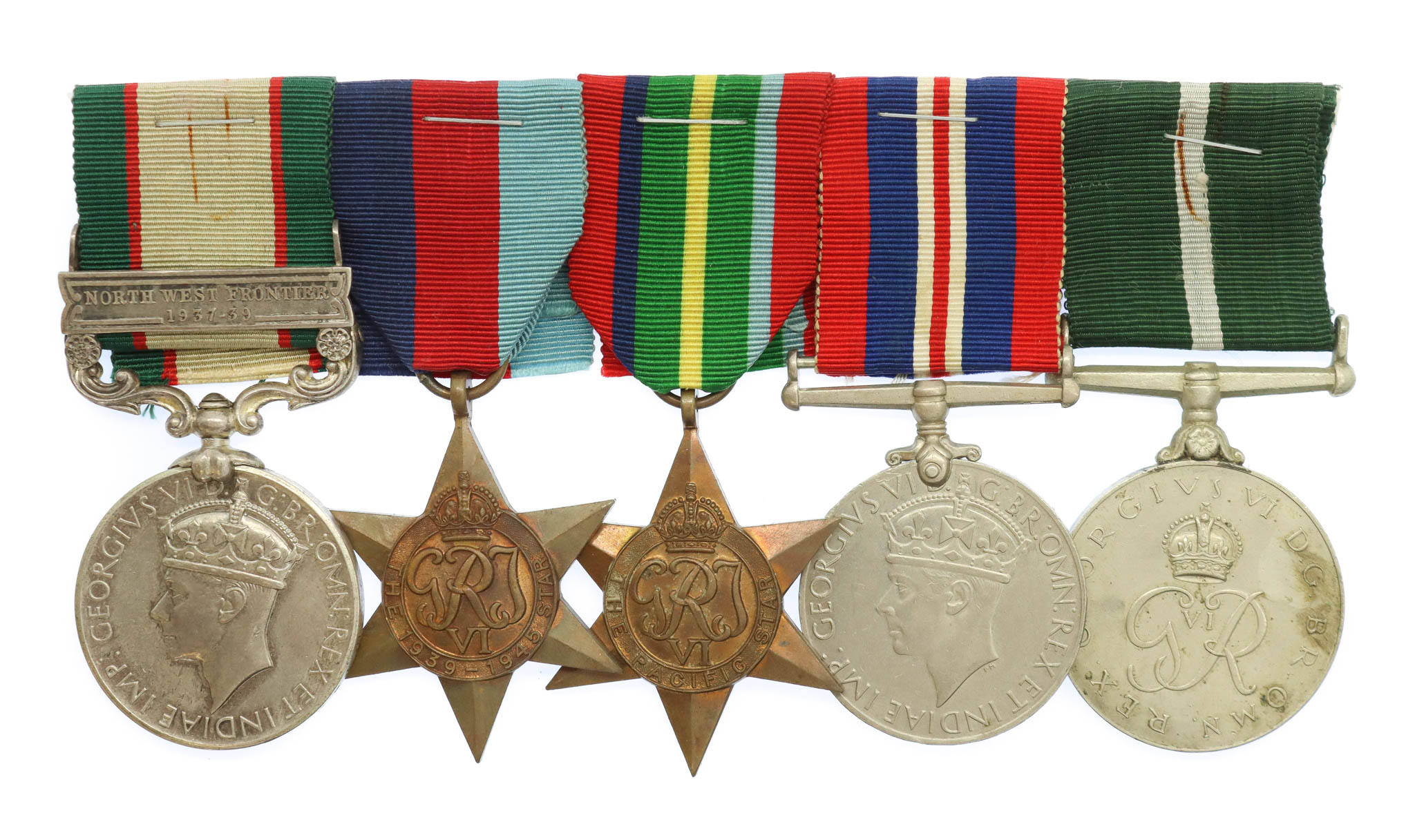 1936 IGS (Clasp - North West Frontier 1937-39), WW2 Pacific Star and Pakistan Independence Medal 1947 Medal Group of Five - Sepoy Mohd. Sadiq, 2/12th Frontier Force Regiment