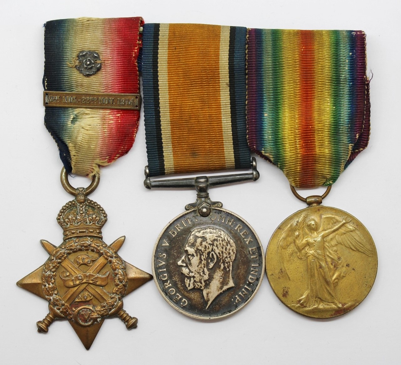 WW1 1914 Mons Star & Bar, British War & Victory Medal Trio - Pte. L.N. Raines, 20th Hussars / 14th Hussars
