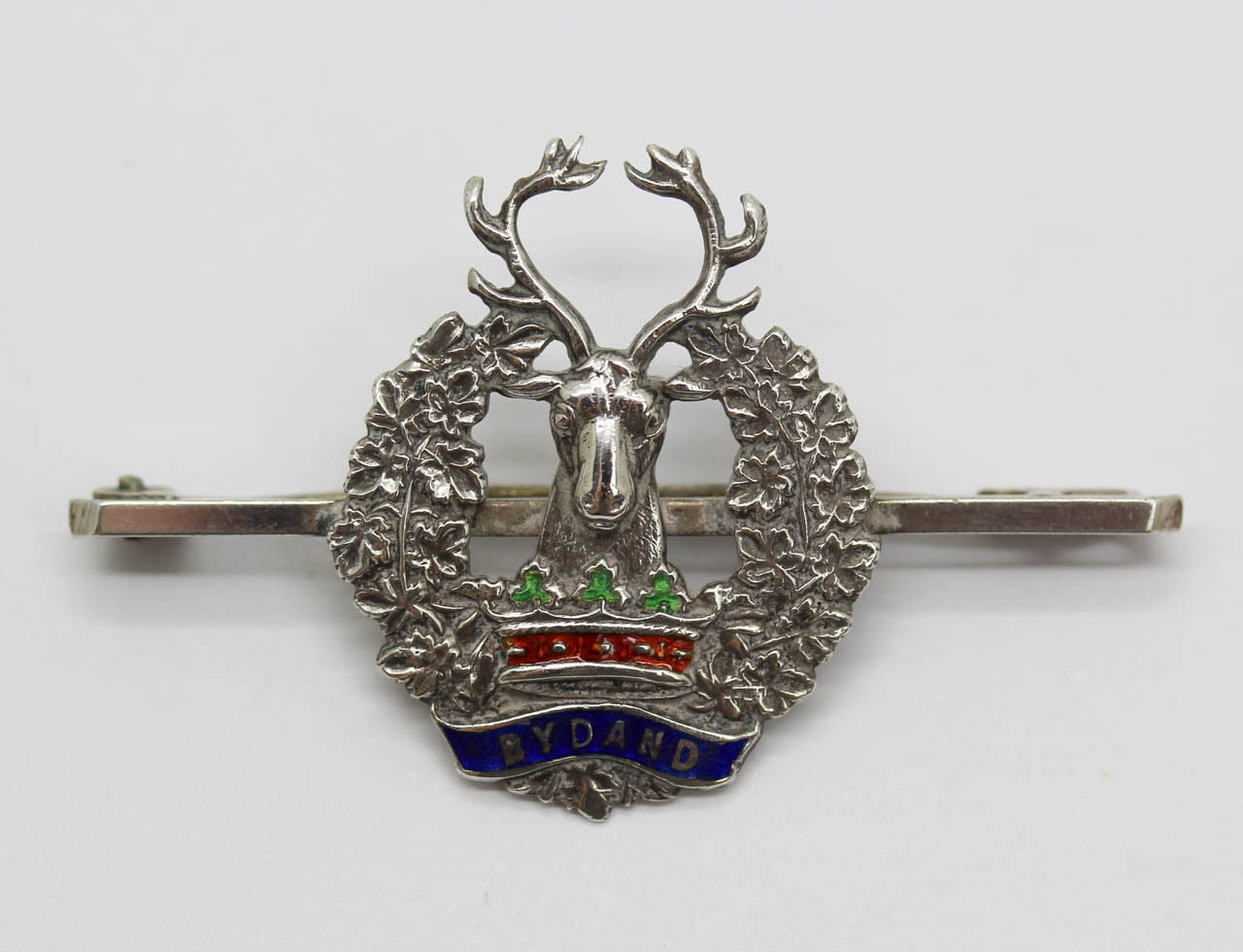 Gordon Highlanders Sterling Silver & Enamel Sweetheart Brooch