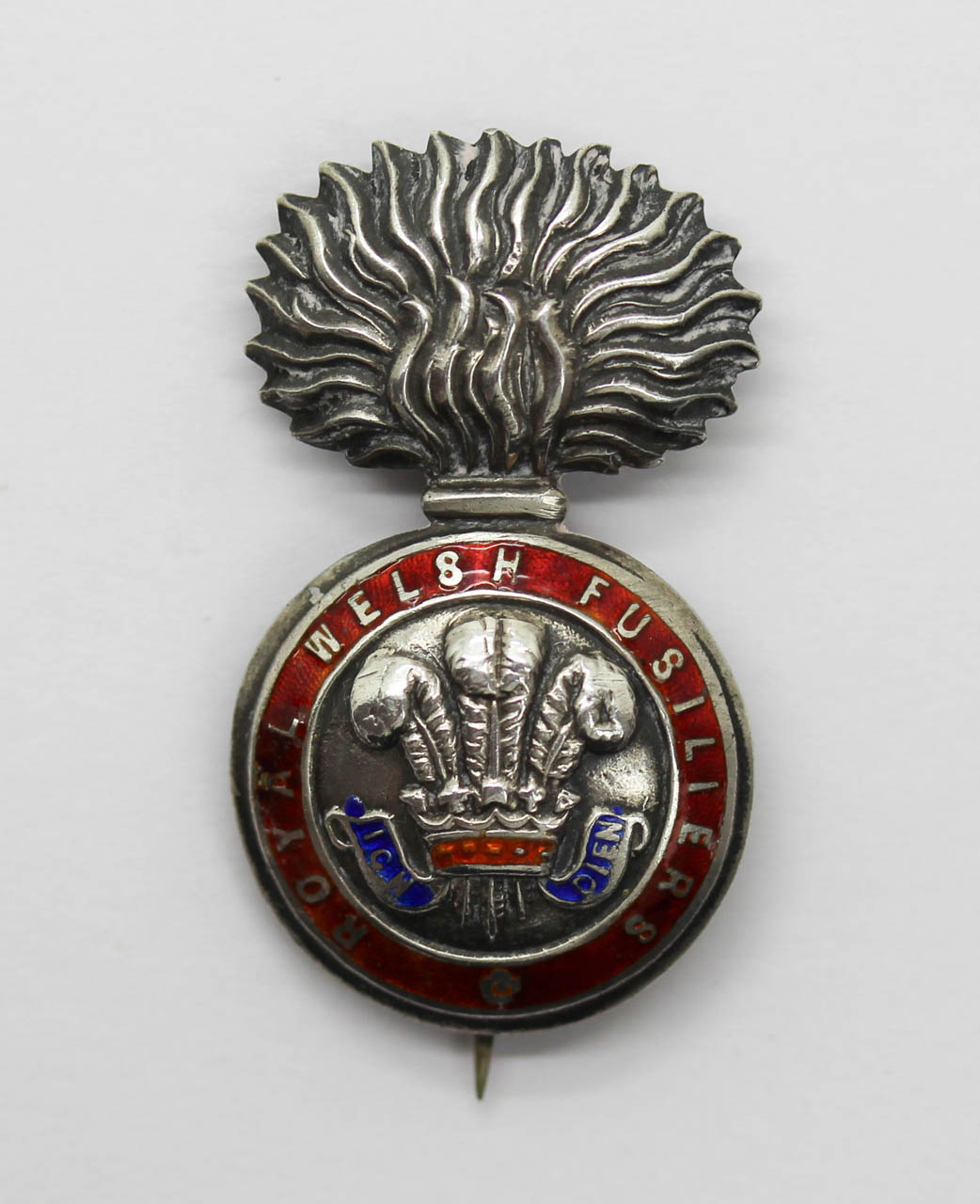 Royal Welsh Fusiliers Sterling Silver & Enamel Sweetheart Brooch