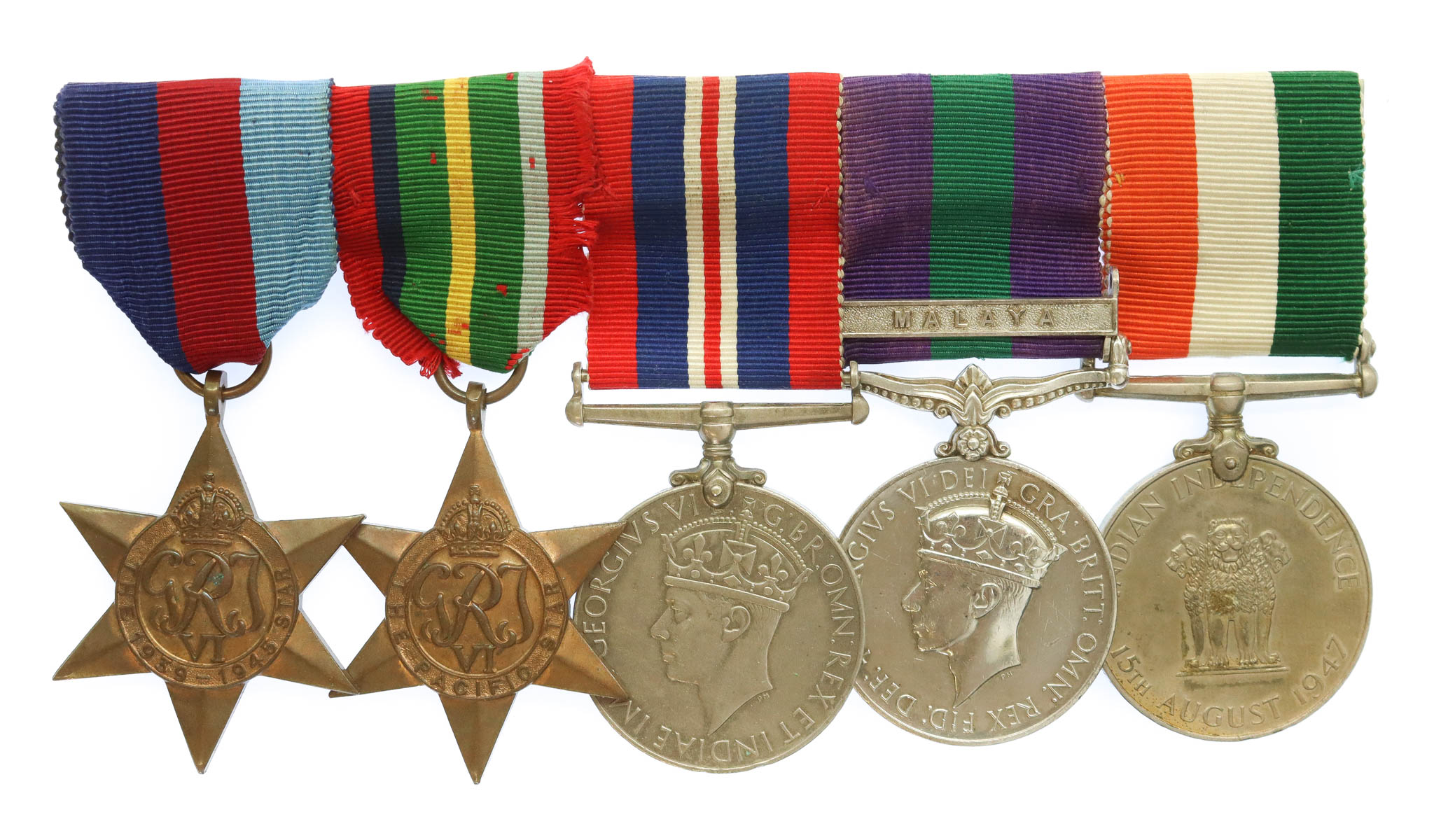 WW2 Pacific Star, GSM (Clasp - Malaya) and Indian Independence Medal 1947 Group of Five - Rfn. Parbir Thapa, 2nd Gurkha Rifles