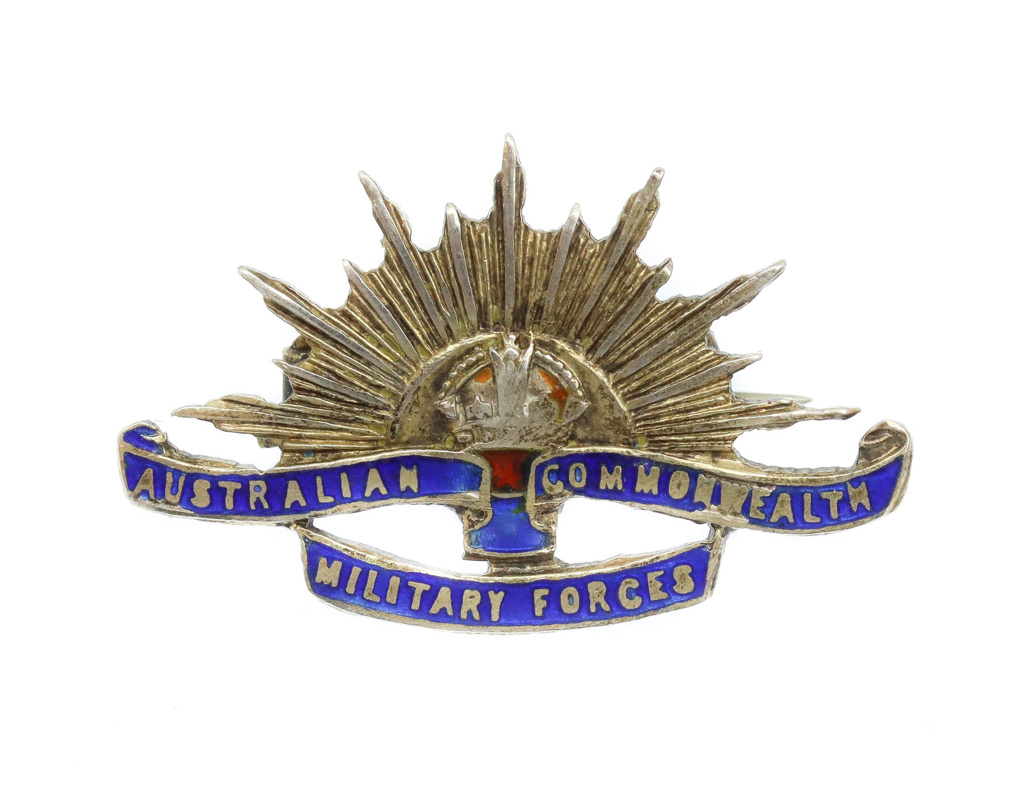 WWI Australian Commonwealth Military Forces Sterling Silver & Enamel Sweetheart Brooch