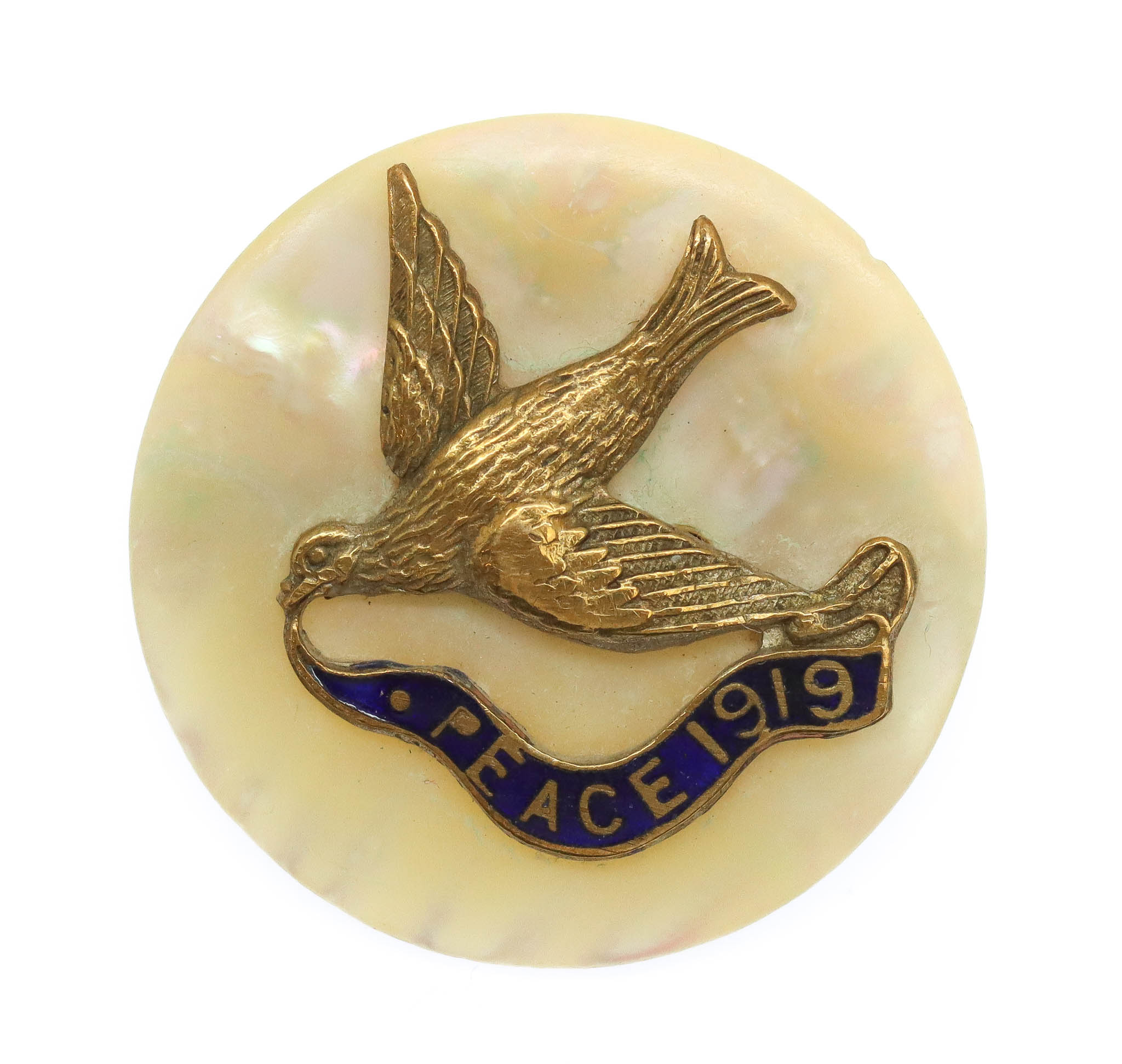 WWI Peace 1919 Celebration Mother of Pearl Sweetheart Brooch