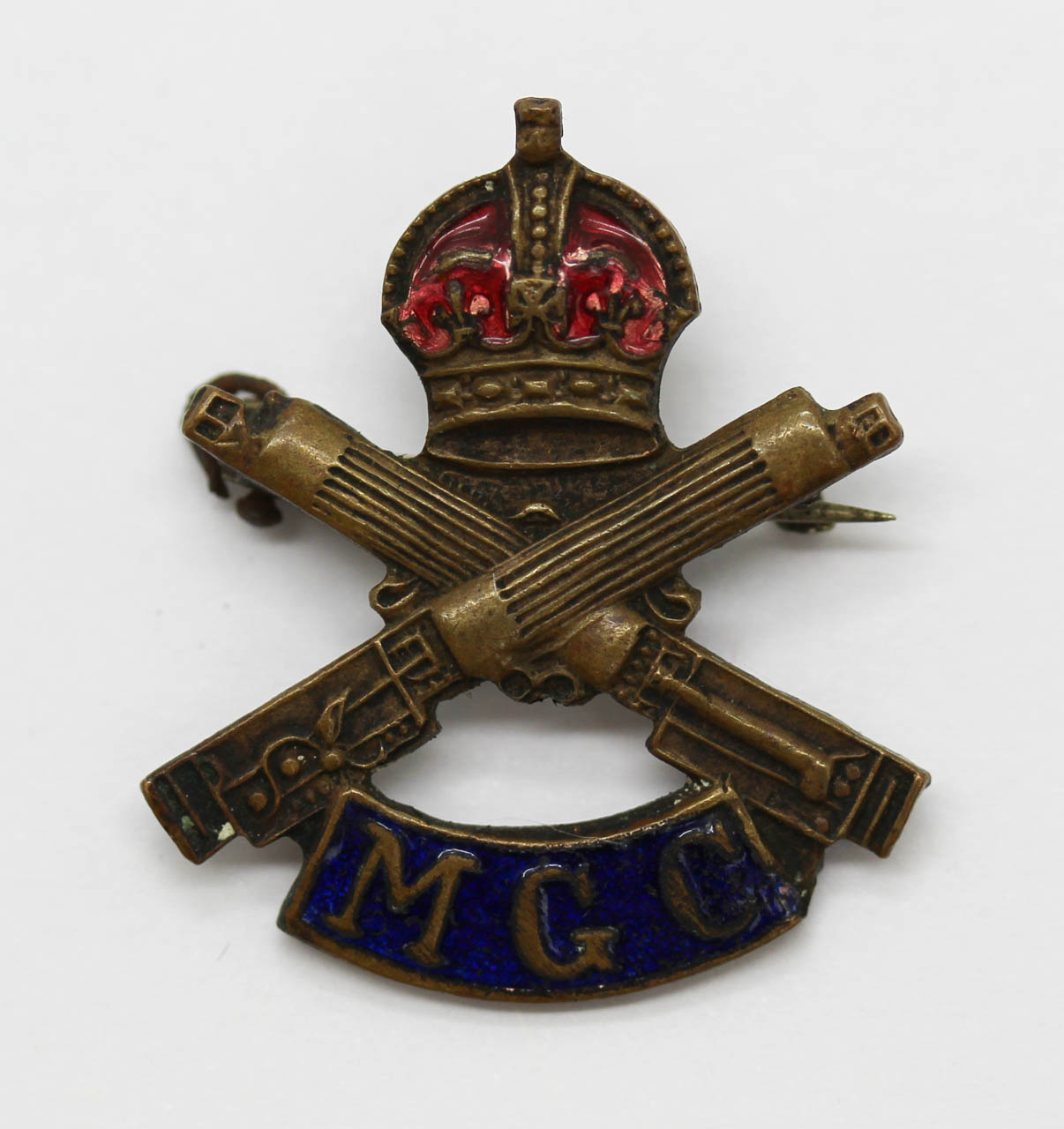 WWI Machine Gun Corps (M.G.C.) Enamelled Sweetheart Brooch