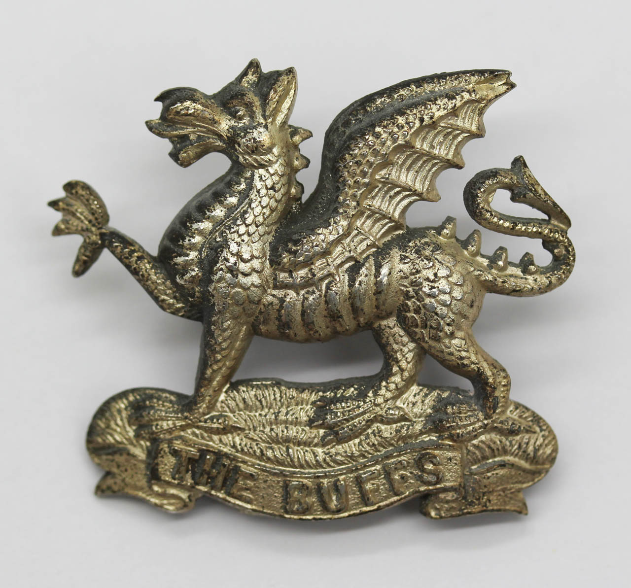 East Kent Regiment (The Buffs) Officer's Silver Plated Cap Badge