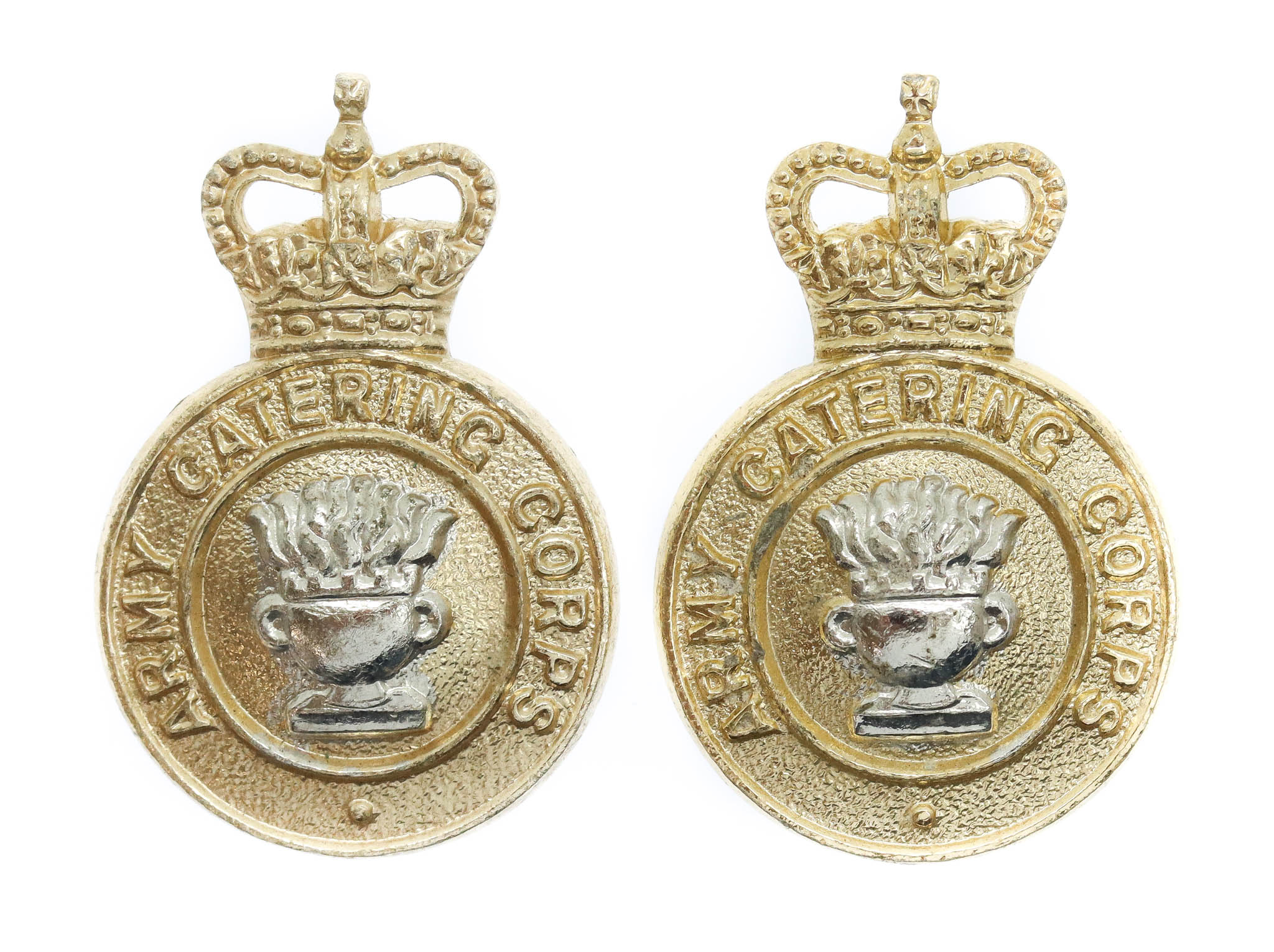 Pair of Army Catering Corps Anodised (Staybrite) Collar Badges