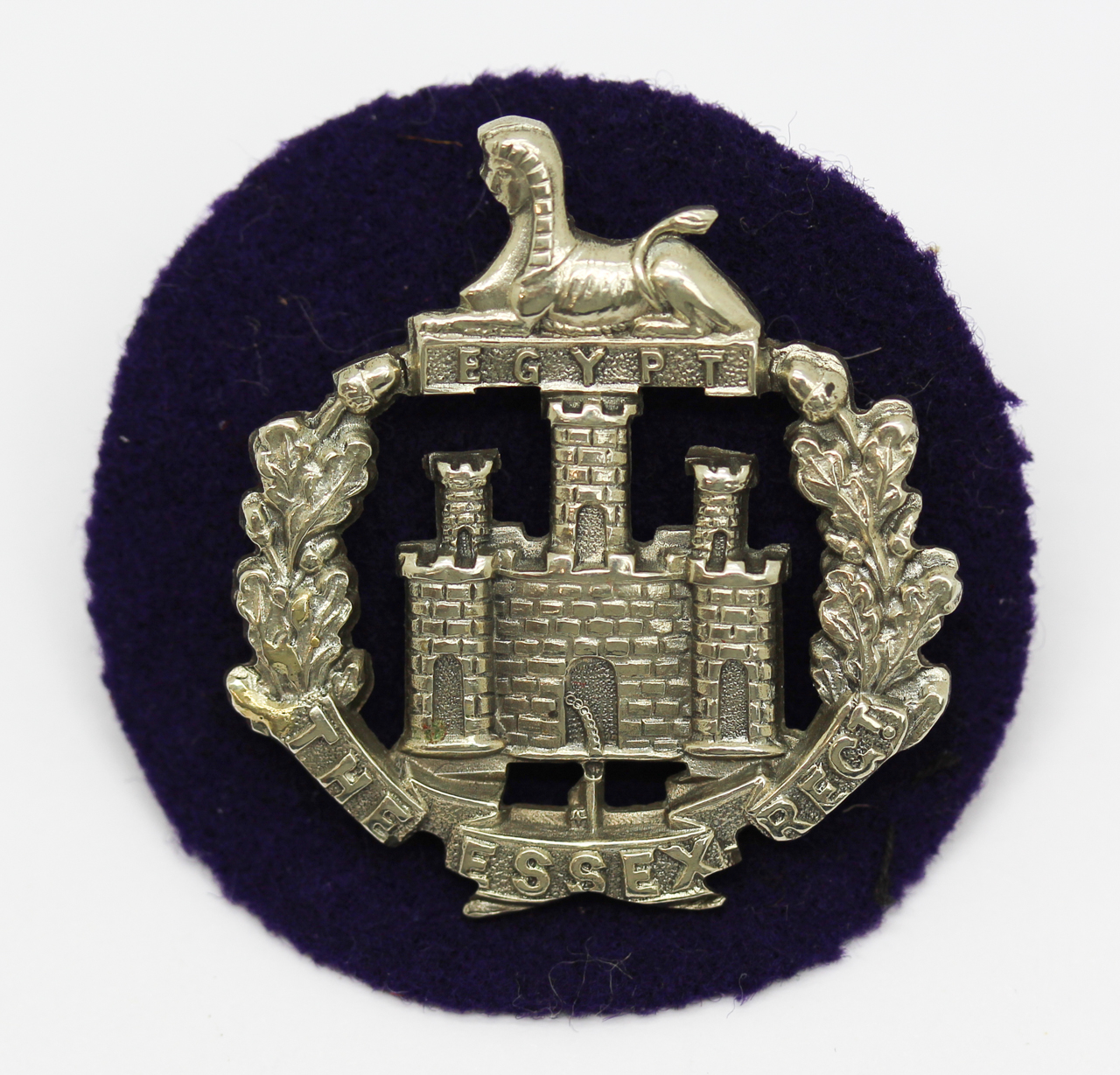Essex Regiment Officer's Silver Plated Cap Badge
