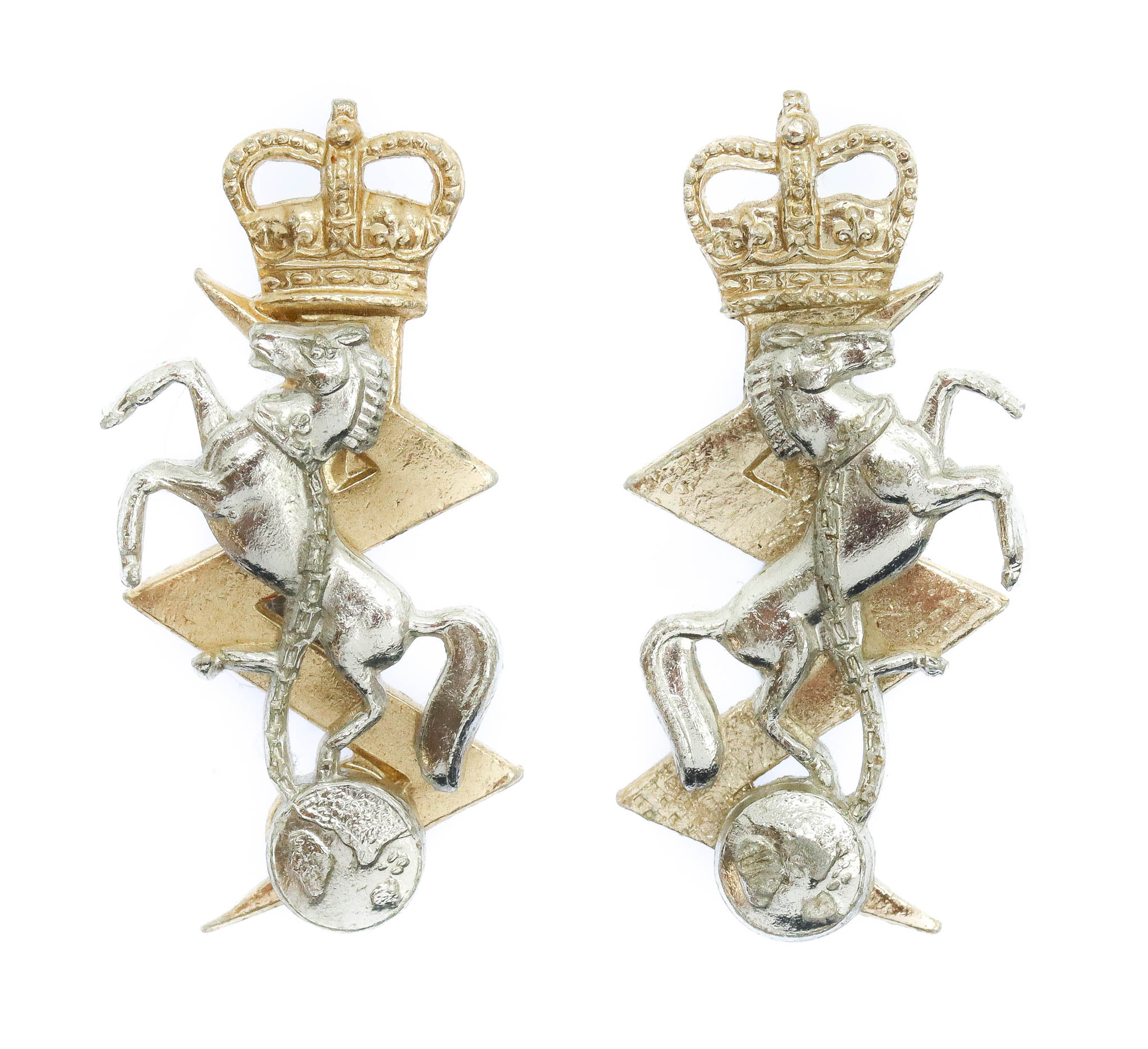 Pair of Royal Electrical & Mechanical Engineers (R.E.M.E.) Anodised (Staybrite) Collar Badges