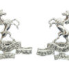 Pair of Queen's Own Buffs, Royal Kent Regiment Anodised (Staybrite) Collar Badges