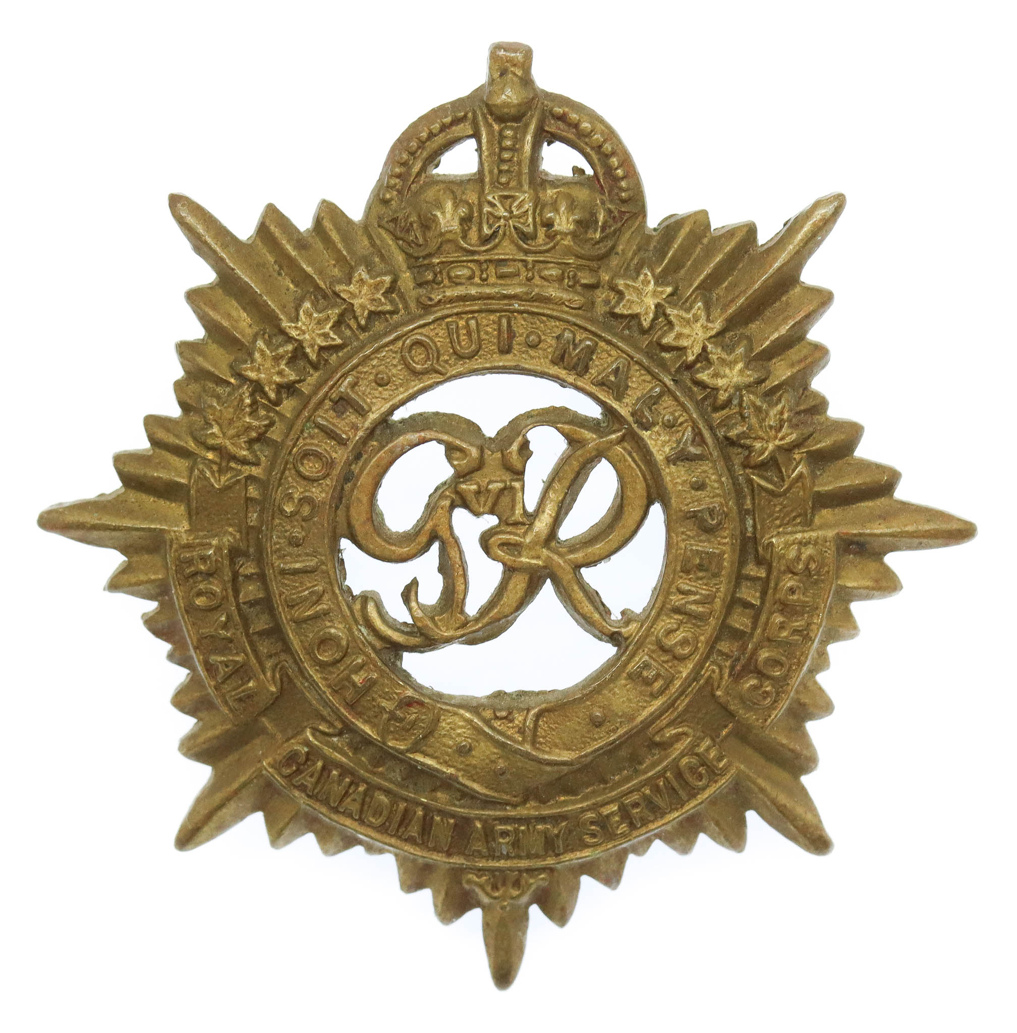 George VI Royal Canadian Army Service Corps Cap Badge