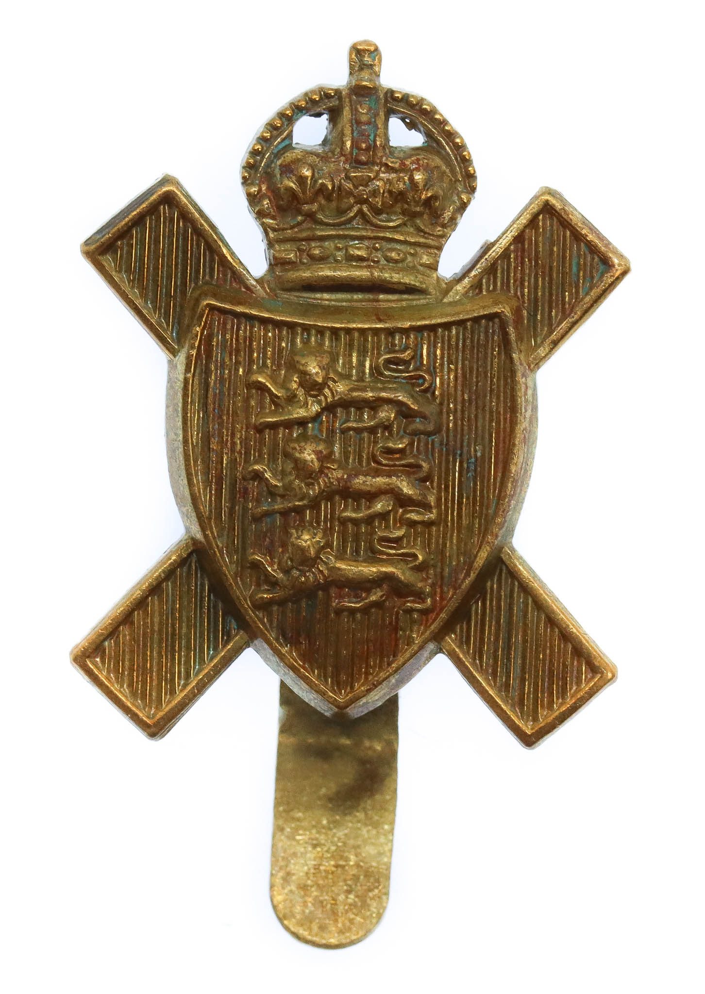 Royal Jersey Light Infantry Cap Badge - King's Crown