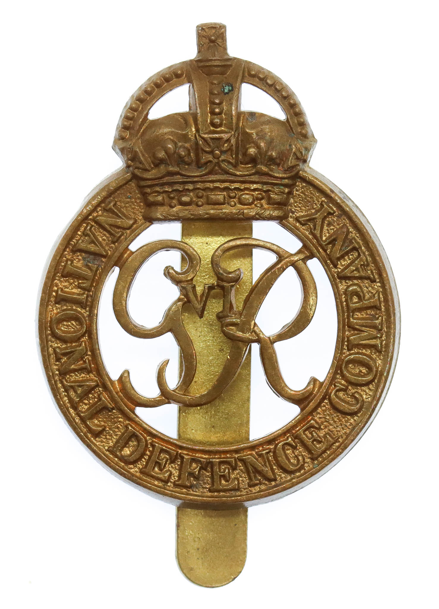 George VI National Defence Company Cap Badge