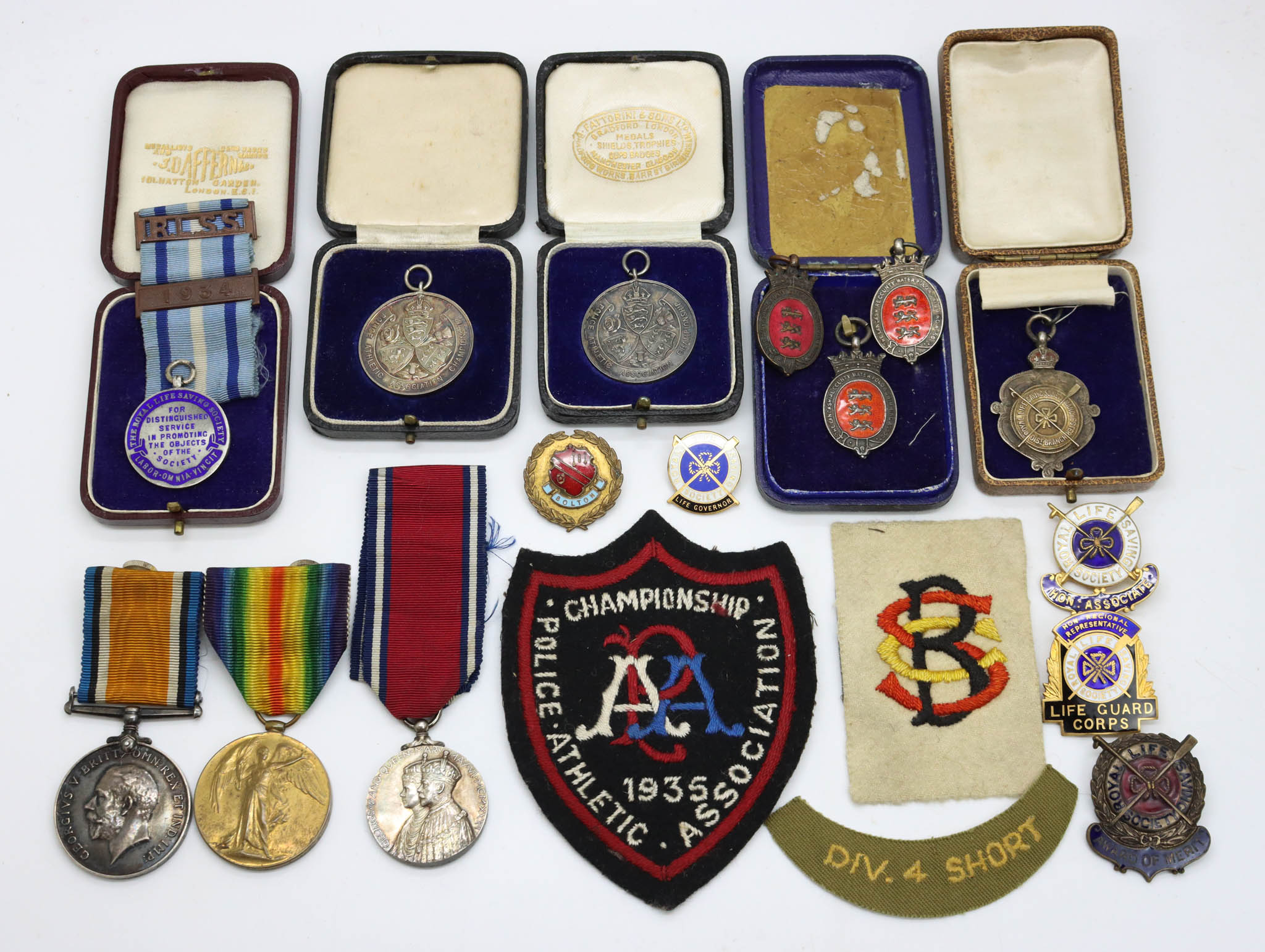 WW1, 1935 Silver Jubilee and Royal Life Saving Society Distinguished Service Medal Group - Pte. J. Keough, Royal Army Medical Corps & Salford City Police