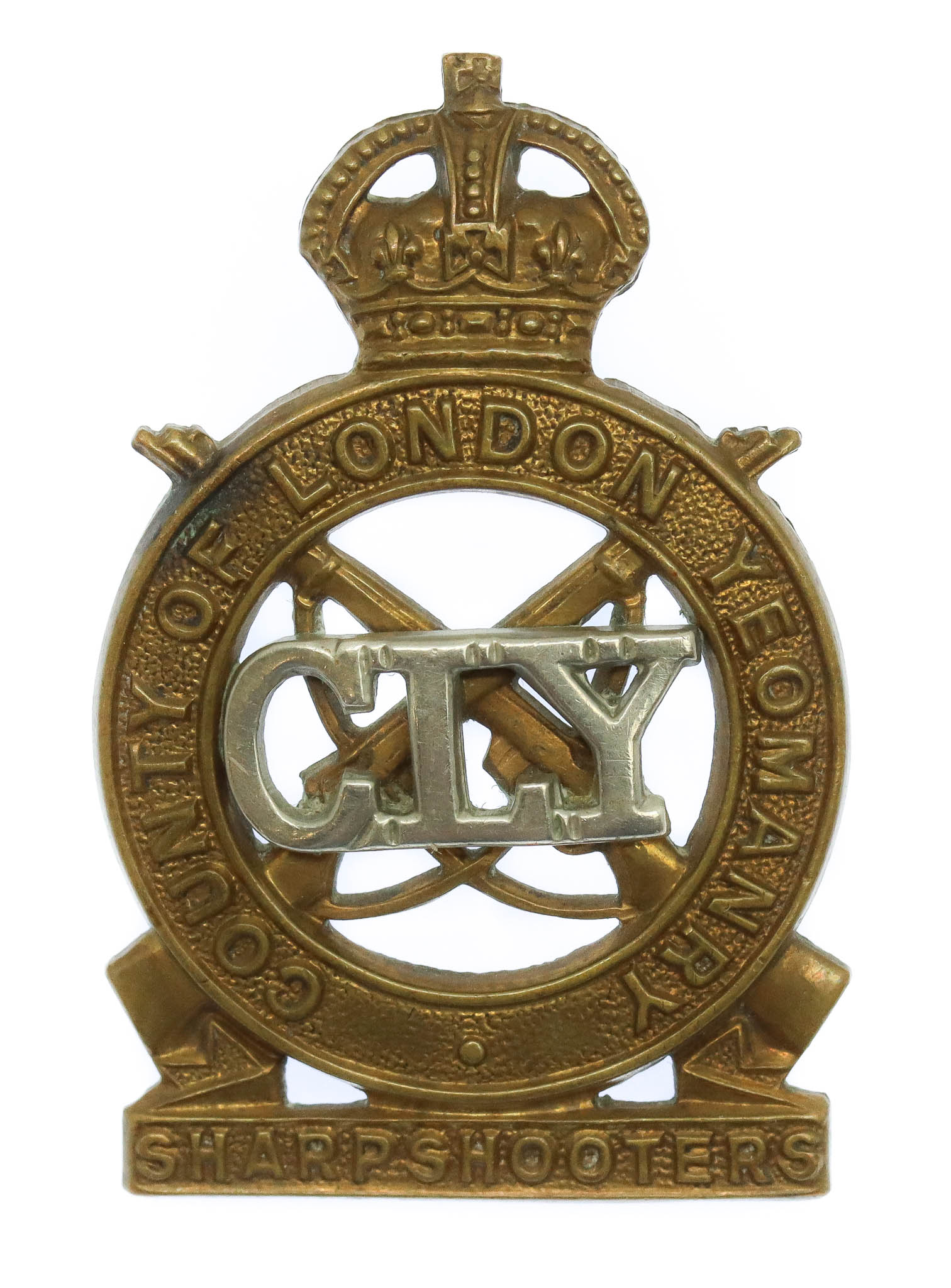 County of London Yeomanry (Sharpshooters) Cap Badge - King's Crown