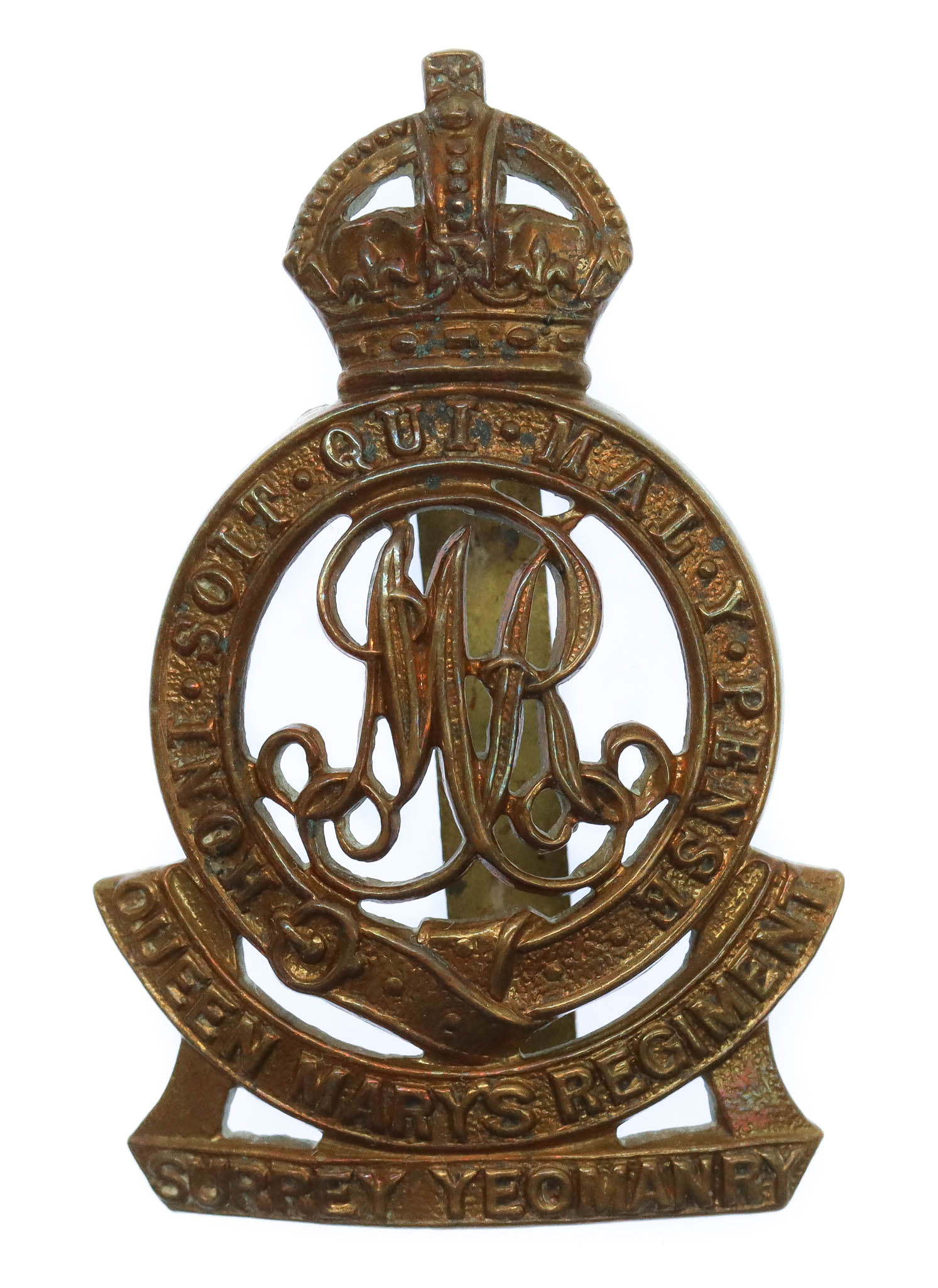 Surrey Yeomanry (Queen Mary's Regiment) Cap Badge - King's Crown