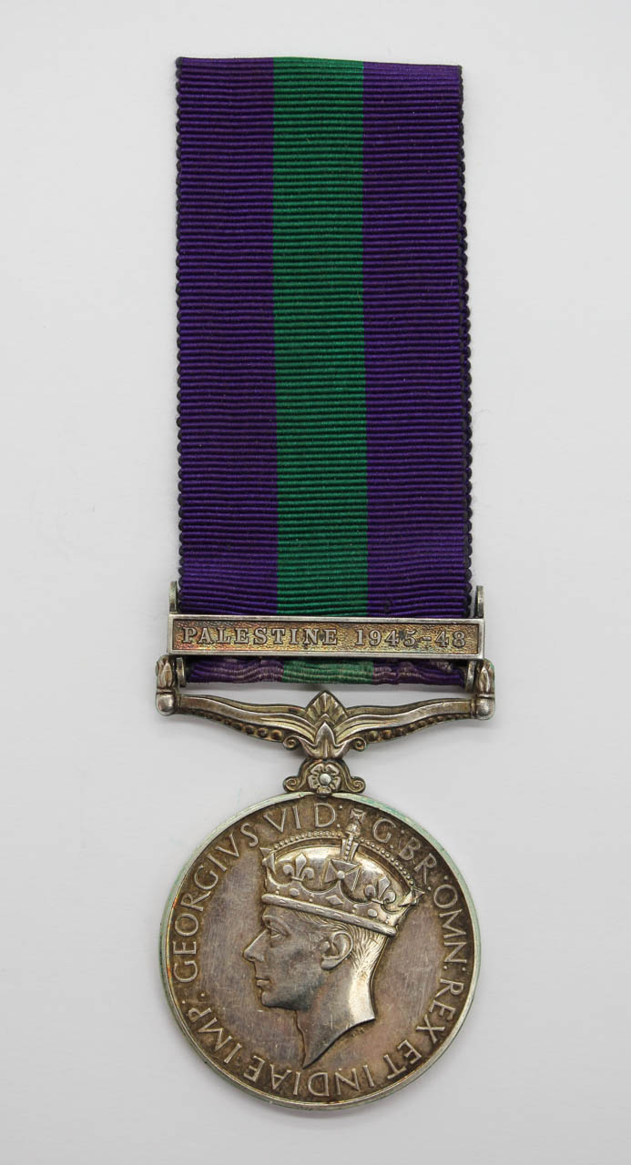 General Service Medal (Clasp - Palestine 1945-48) - Dvr. M.D. Long, Royal Signals
