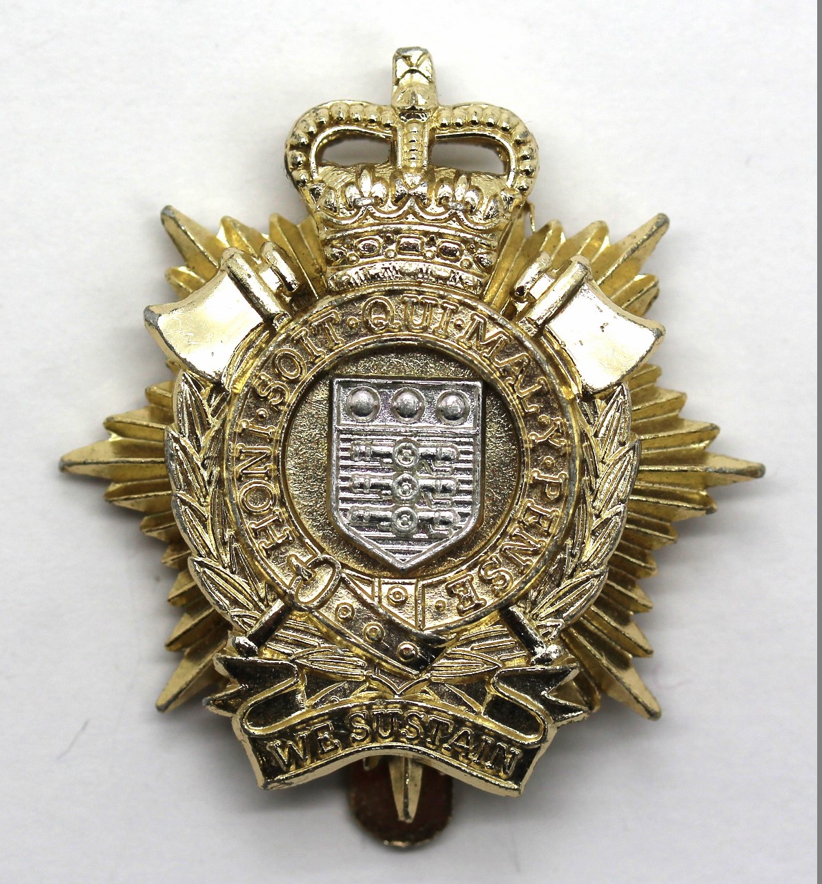 Royal Logistic Corps (R.L.C.) Anodised (Staybrite) Cap Badge