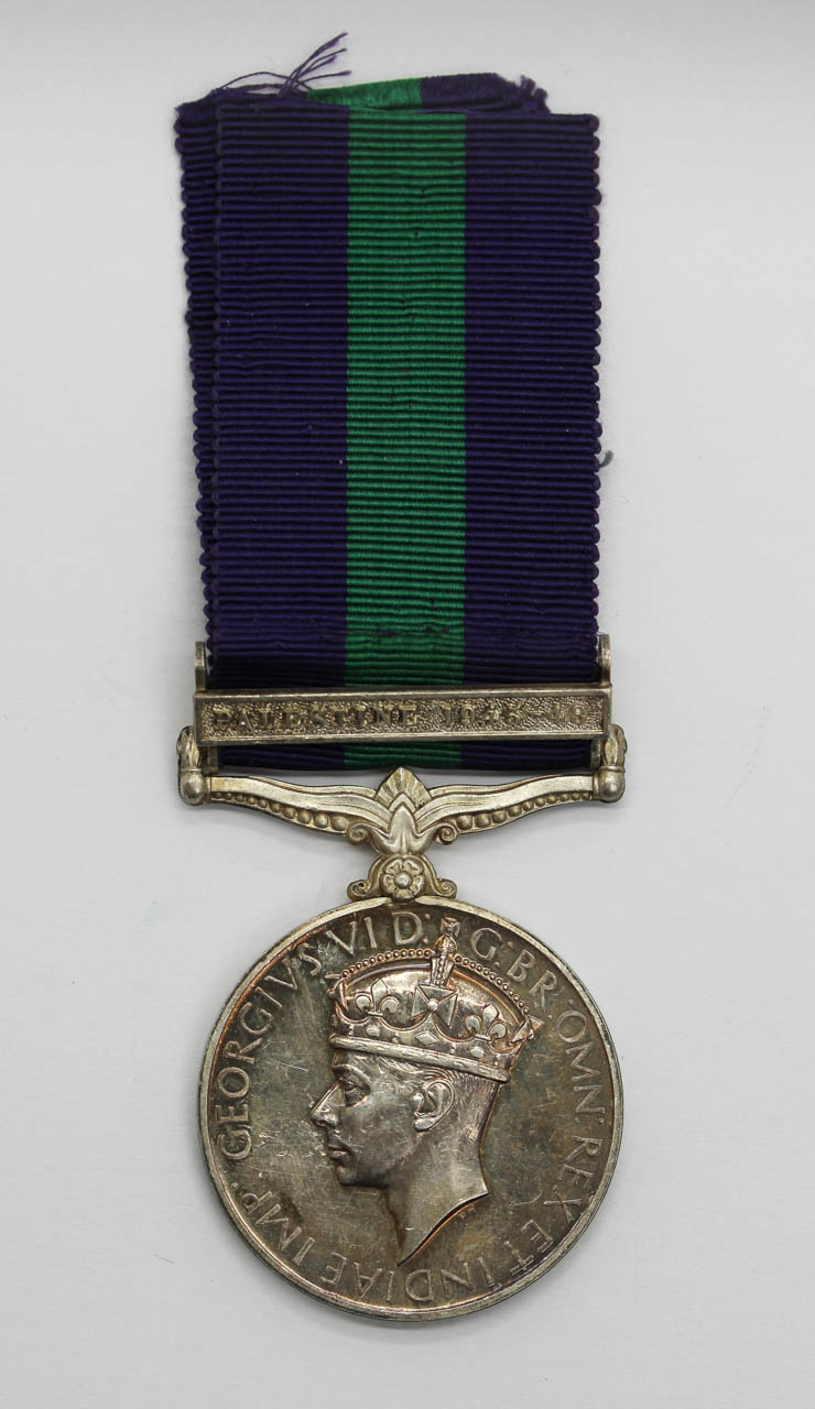 General Service Medal (Clasp - Palestine 1945-48) - Pte. K. Otshaben, African Pioneer Corps