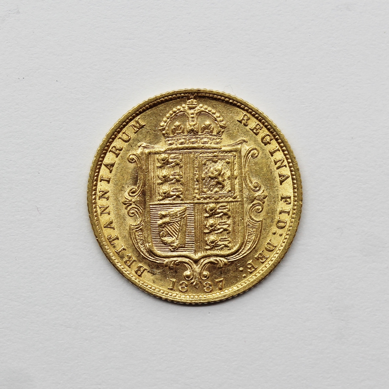 1887 Victoria 22ct Gold Shield Back Half Sovereign Coin