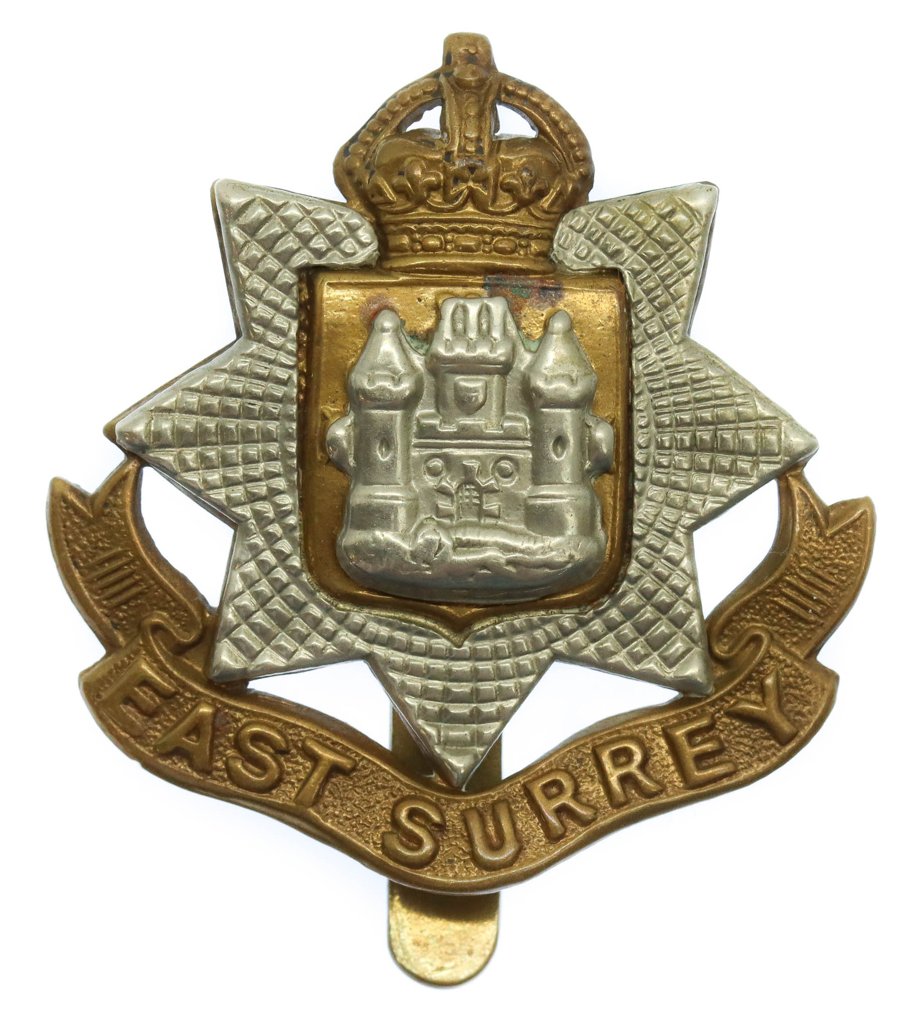 East Surrey Regiment Cap Badge - King's Crown