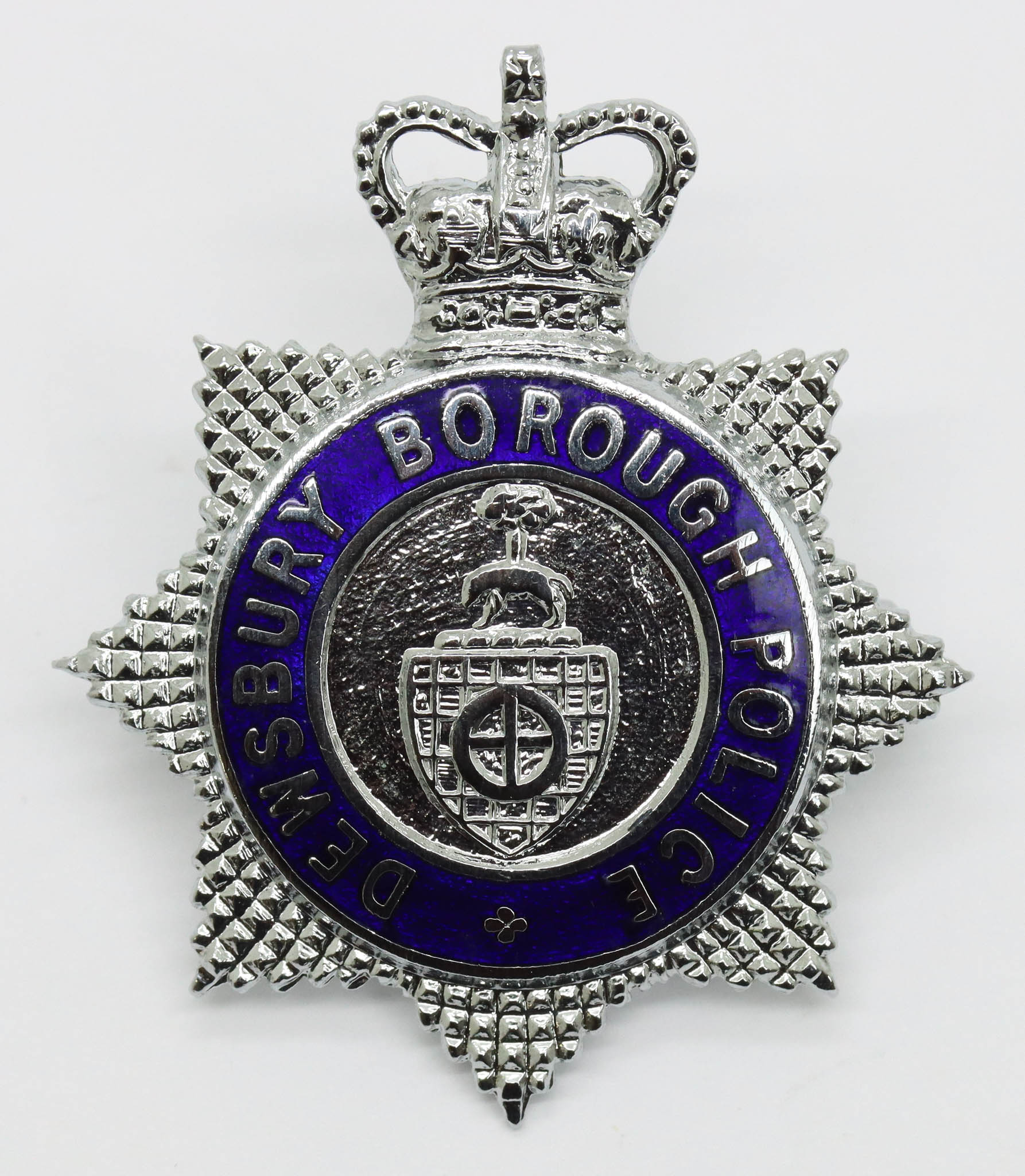 Dewsbury Borough Police Senior Officer's Enamelled Cap Badge - Queen's Crown