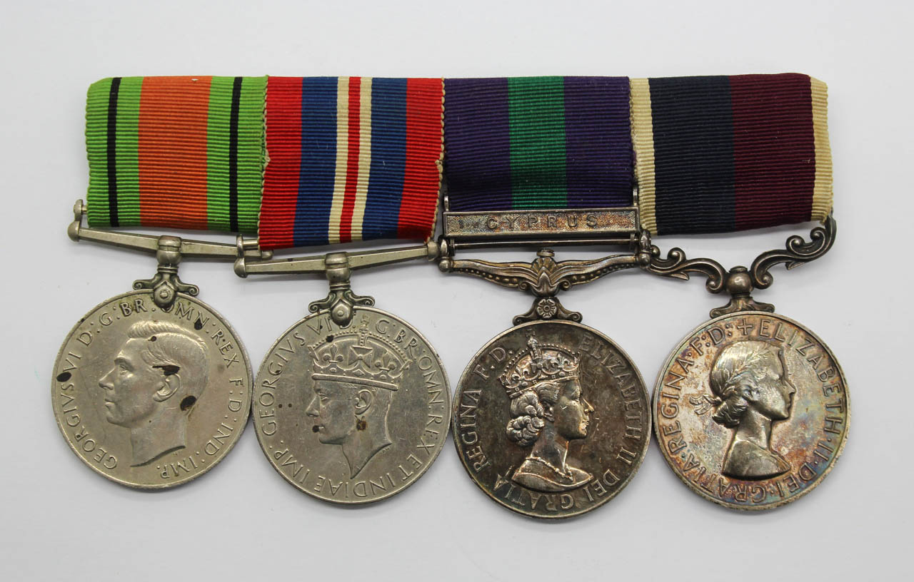 WW2, General Service Medal (Clasp - Cyprus) and RAF Long Service & Good Conduct Medal Group of Four - Sgt. L. Walker, Royal Air Force