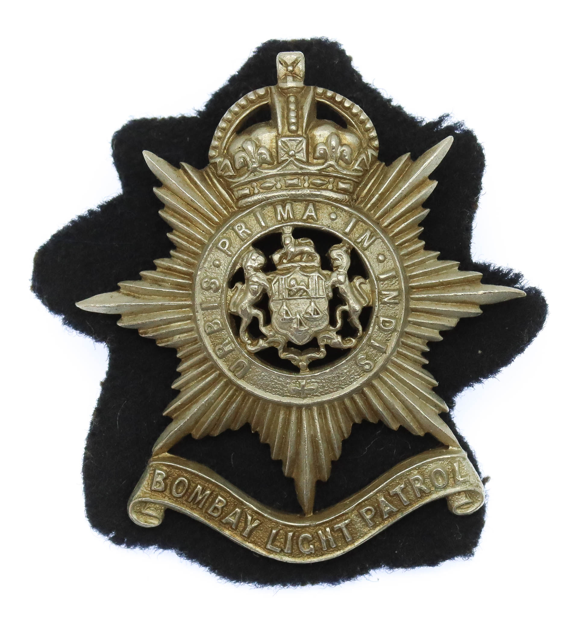 Indian Army Bombay Light Patrol Cap Badge - King's Crown