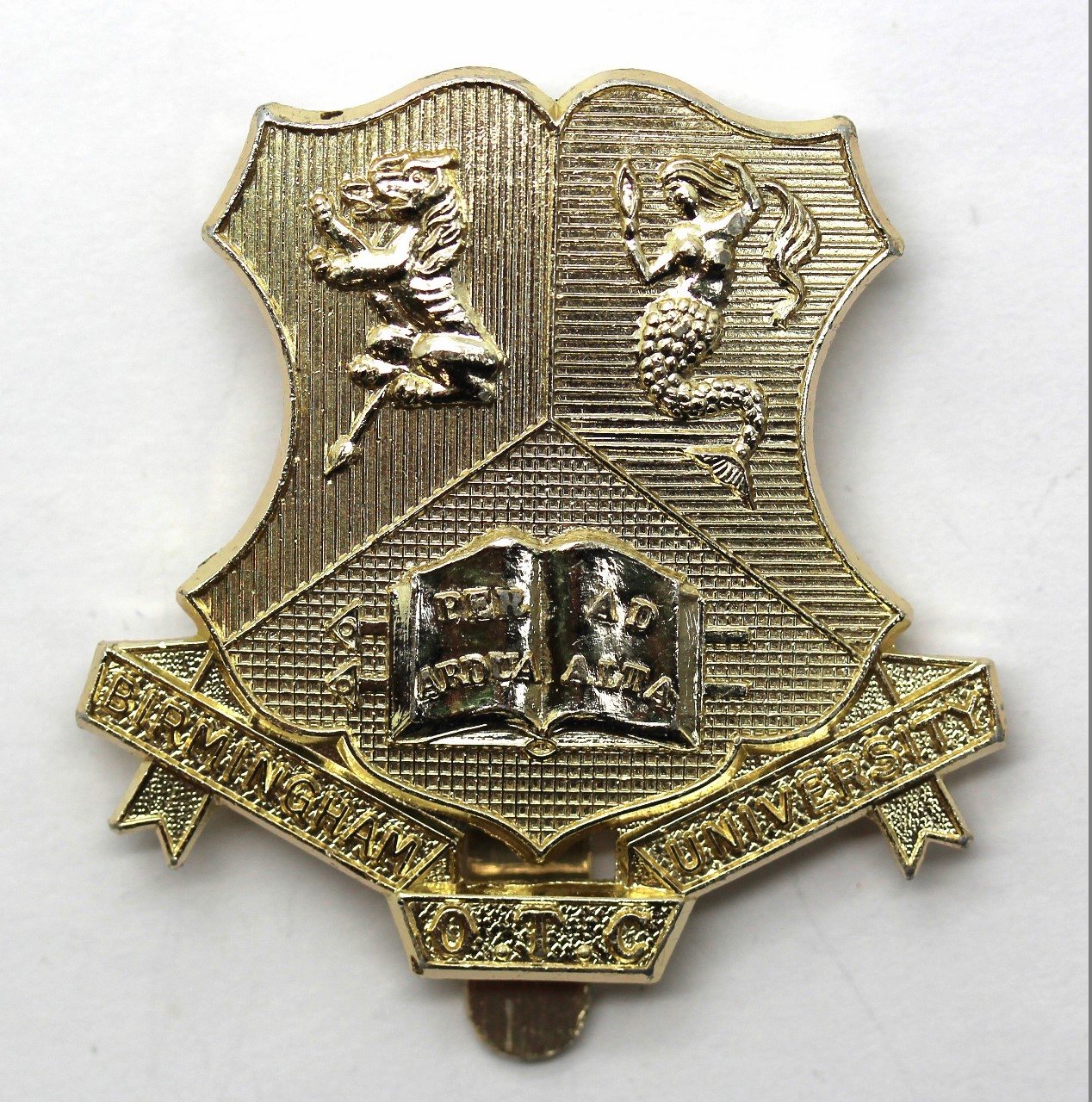 Birmingham University O.T.C. Anodised (Staybrite) Cap Badge