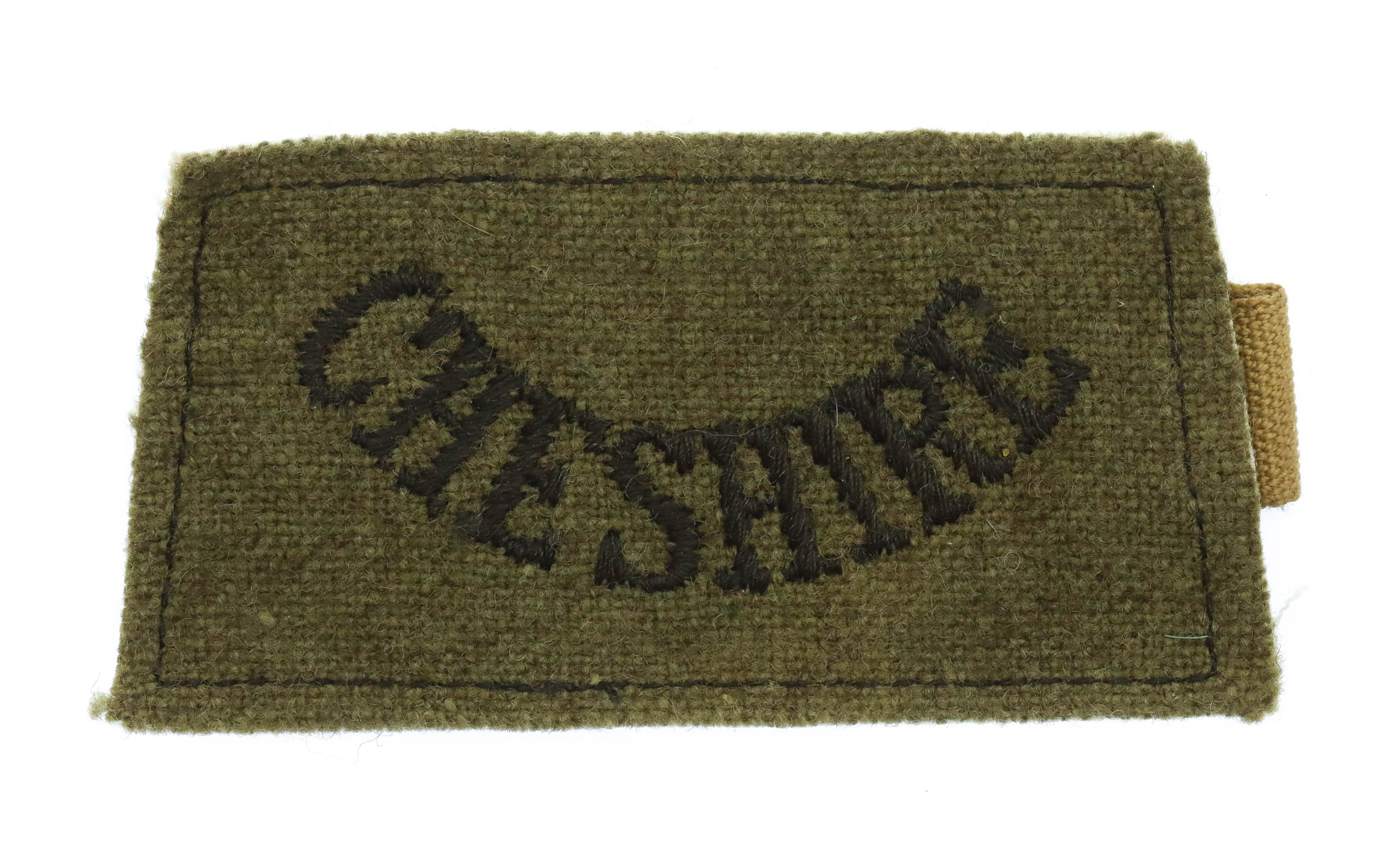 Cheshire Regiment (CHESHIRE) WW2 Cloth Slip On Shoulder Title
