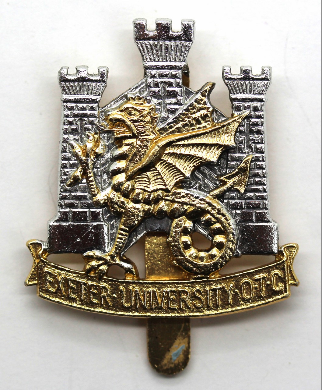 Exeter University O.T.C. Anodised (Staybrite) Cap Badge
