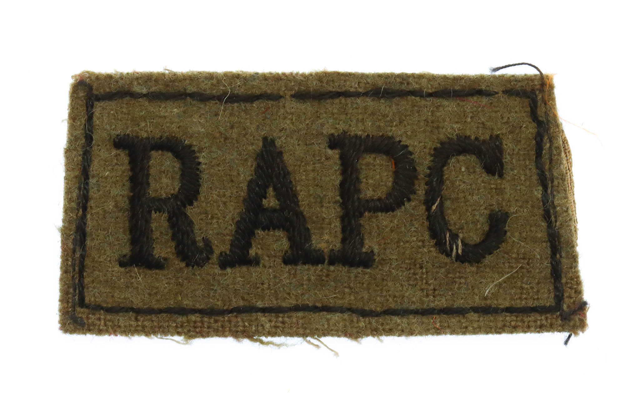 Royal Army Pay Corps (R.A.P.C.) WW2 Cloth Slip On Shoulder Title