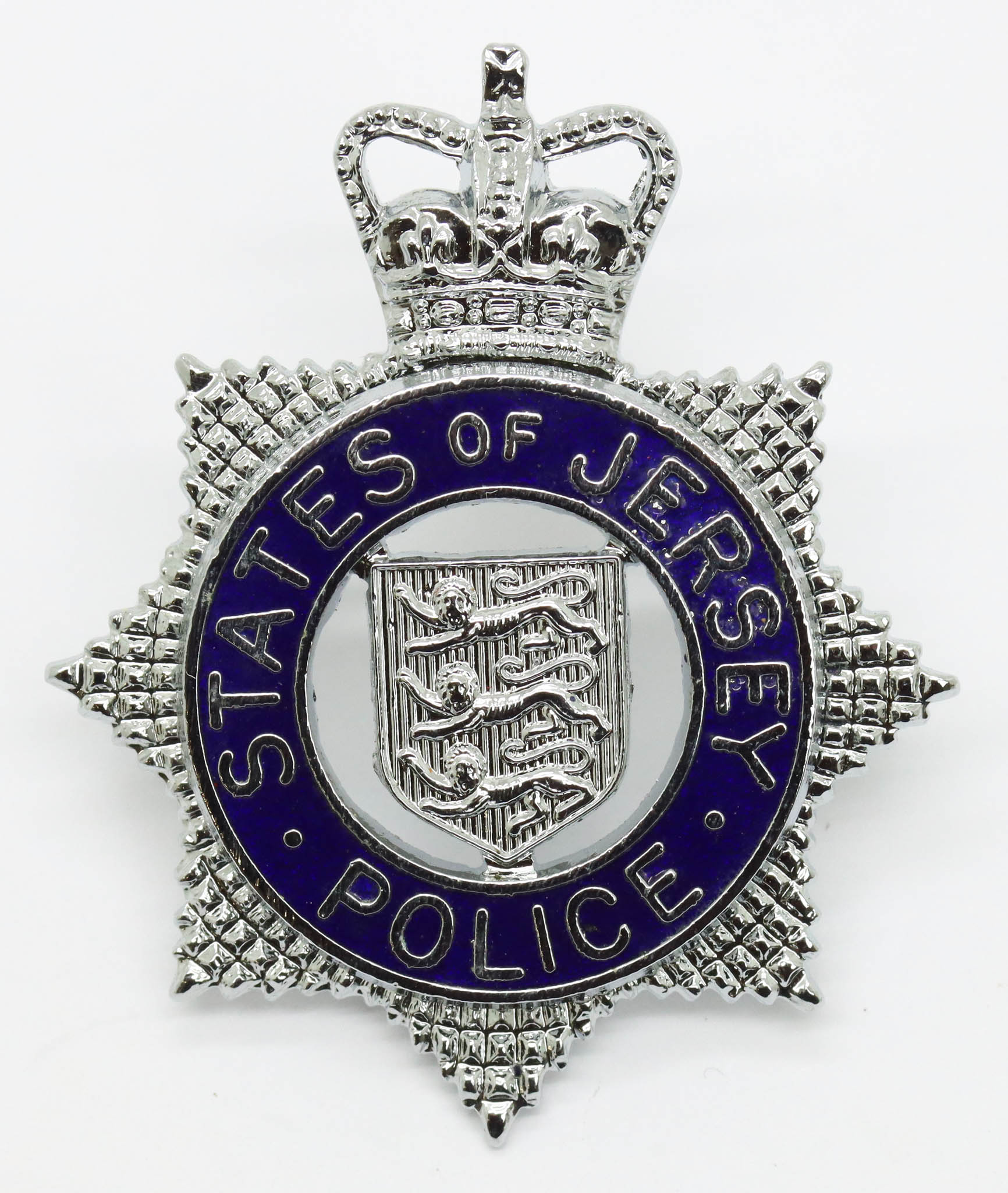 States of Jersey Police Senior Officer's Enamelled Cap Badge - Queen's Crown