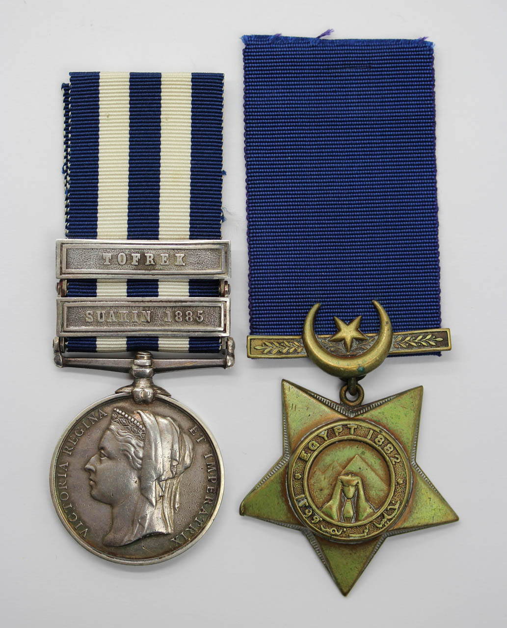 Egypt Medal (Clasps - Suakin 1885, Tofrek) and 1882 Khedives Star - Pte. J. Devine, 1st Bn. Royal Berkshire Regiment