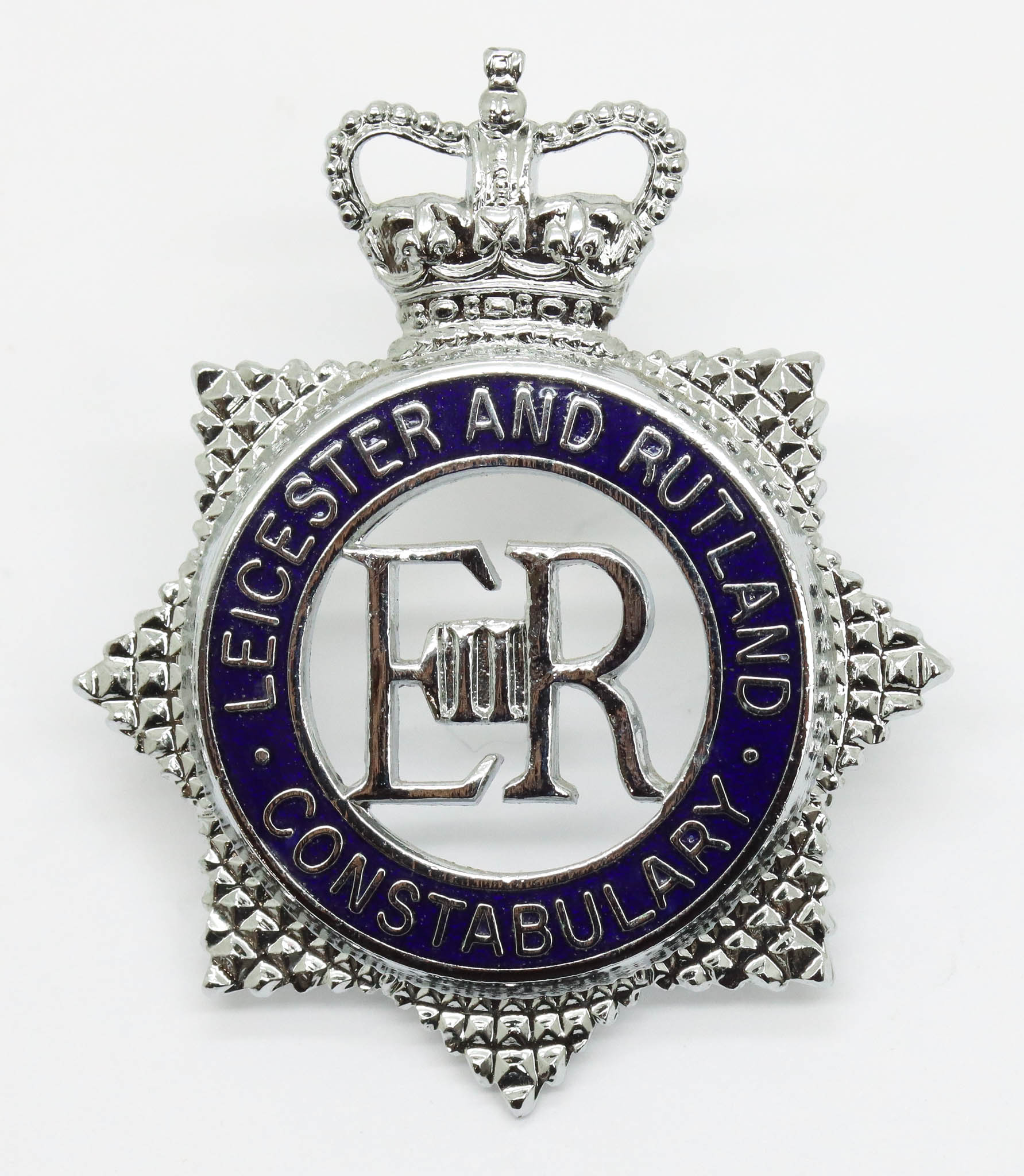 Leicester and Rutland Constabulary Senior Officer's Enamelled Cap Badge - Queen's Crown