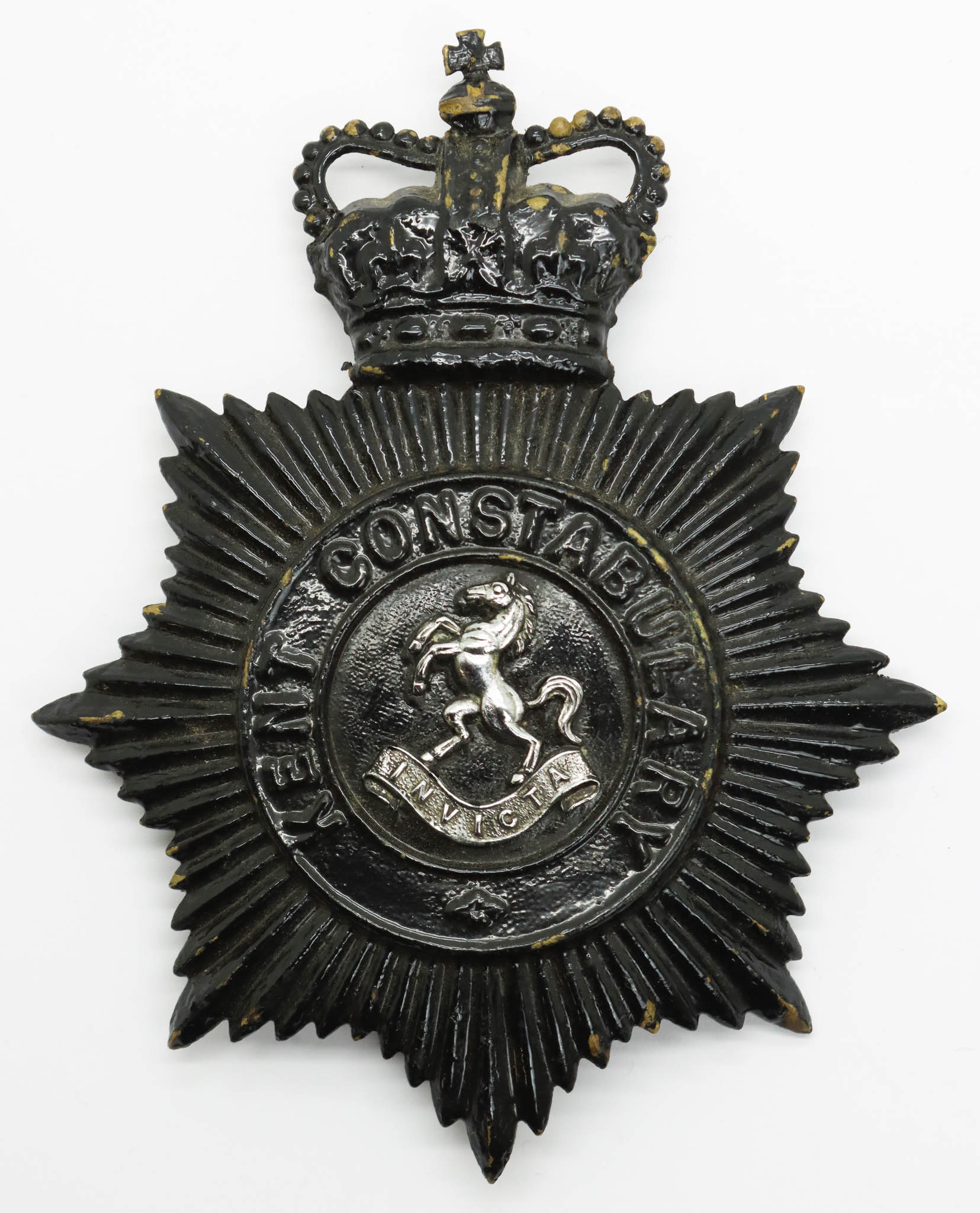 Kent Constabulary Night Helmet Plate - Queen's Crown