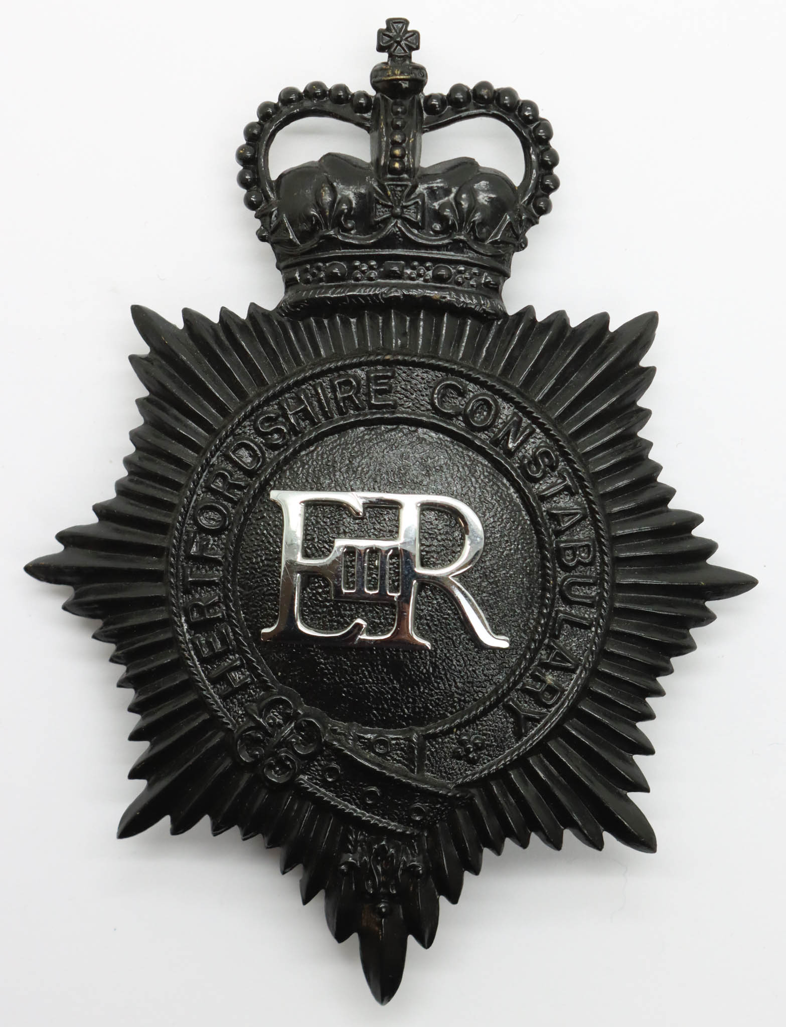 Hertfordshire Constabulary Night Helmet Plate - Queen's Crown
