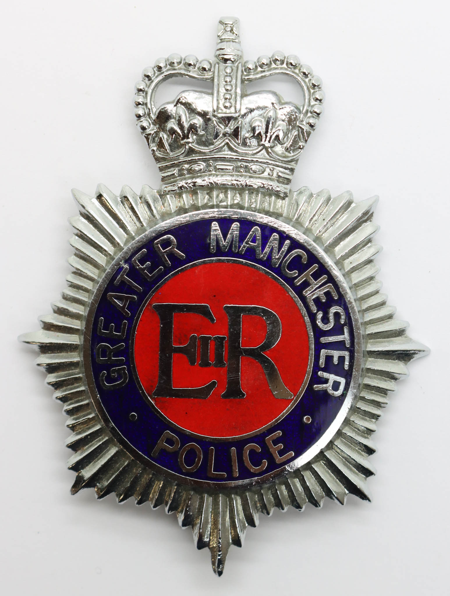 Greater Manchester Police Enamelled Helmet Plate - Queen's Crown