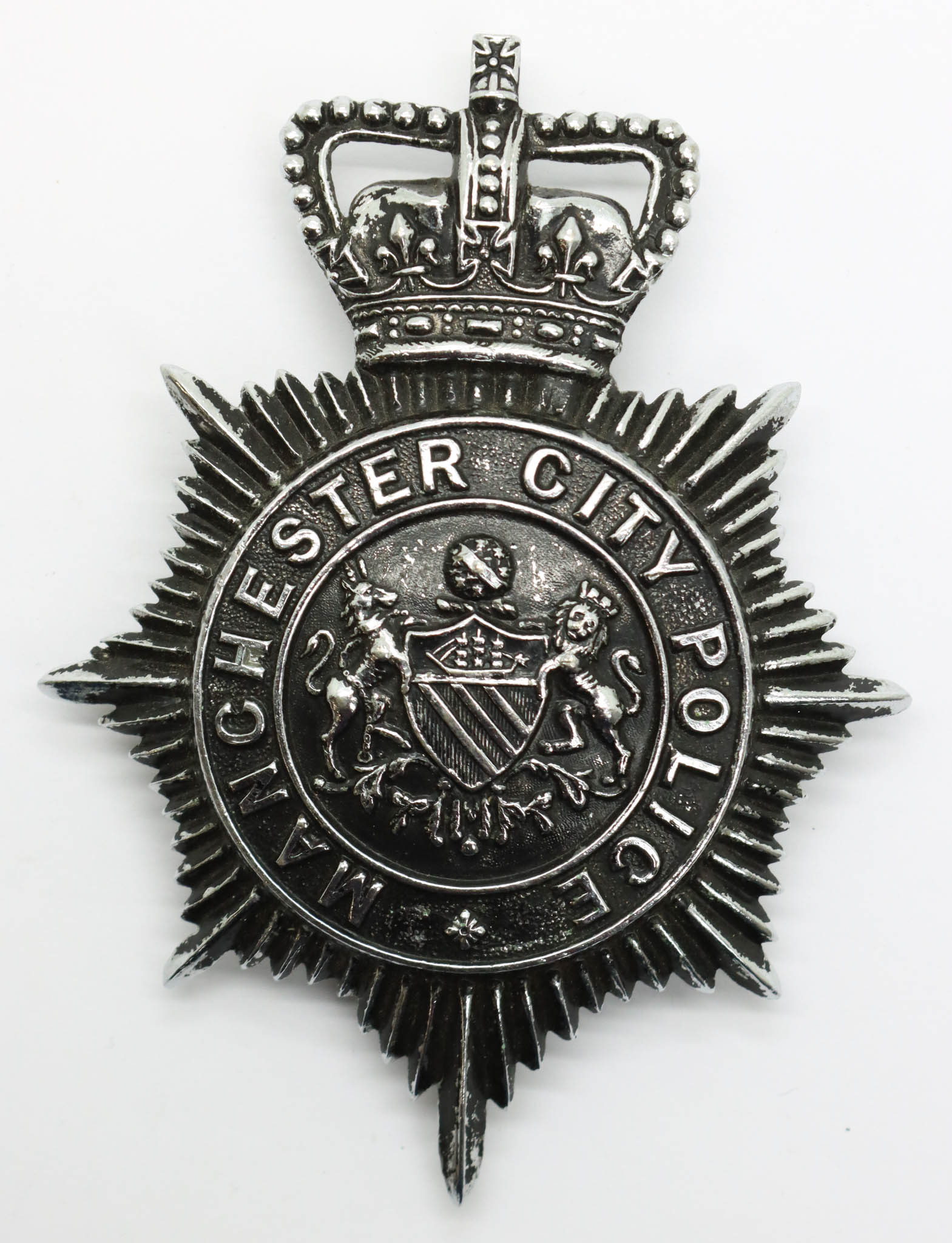 Manchester City Police Night Helmet Plate - Queen's Crown
