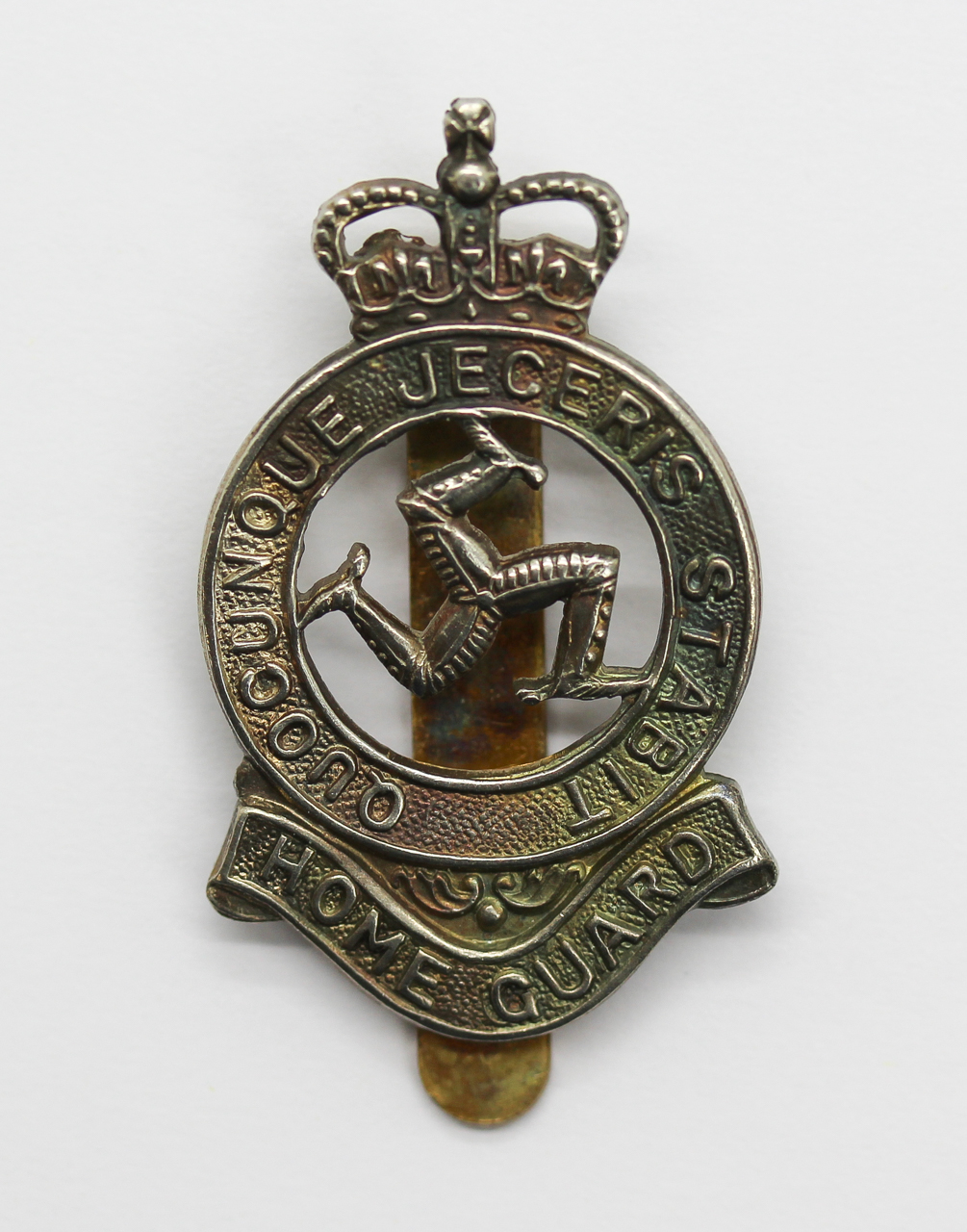 Isle of Man Home Guard Cap Badge - Queen's Crown