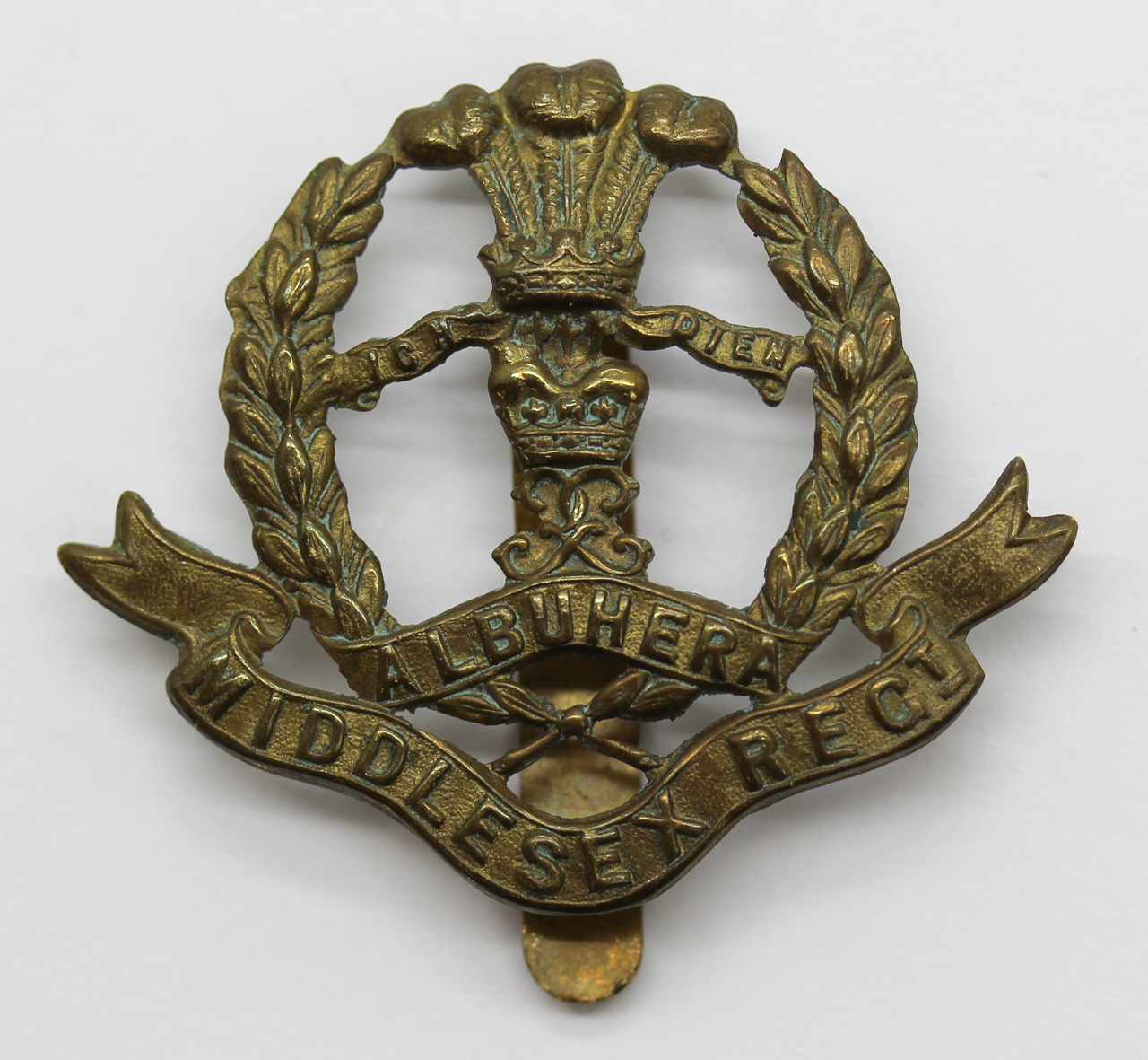 Middlesex Regiment WW1 All Brass Economy Cap Badge