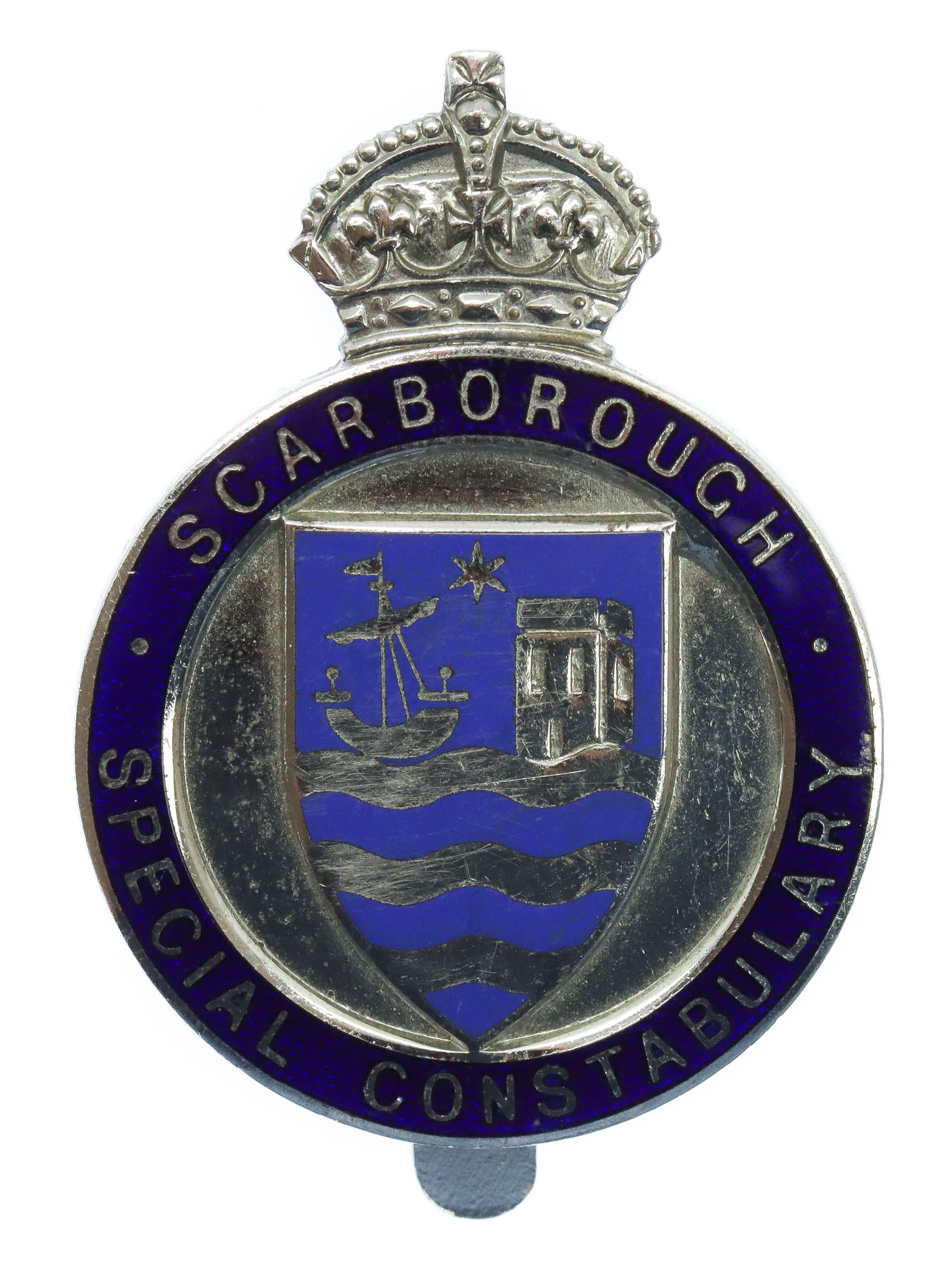 Scarborough Special Constabulary Enamelled Cap Badge - King's Crown