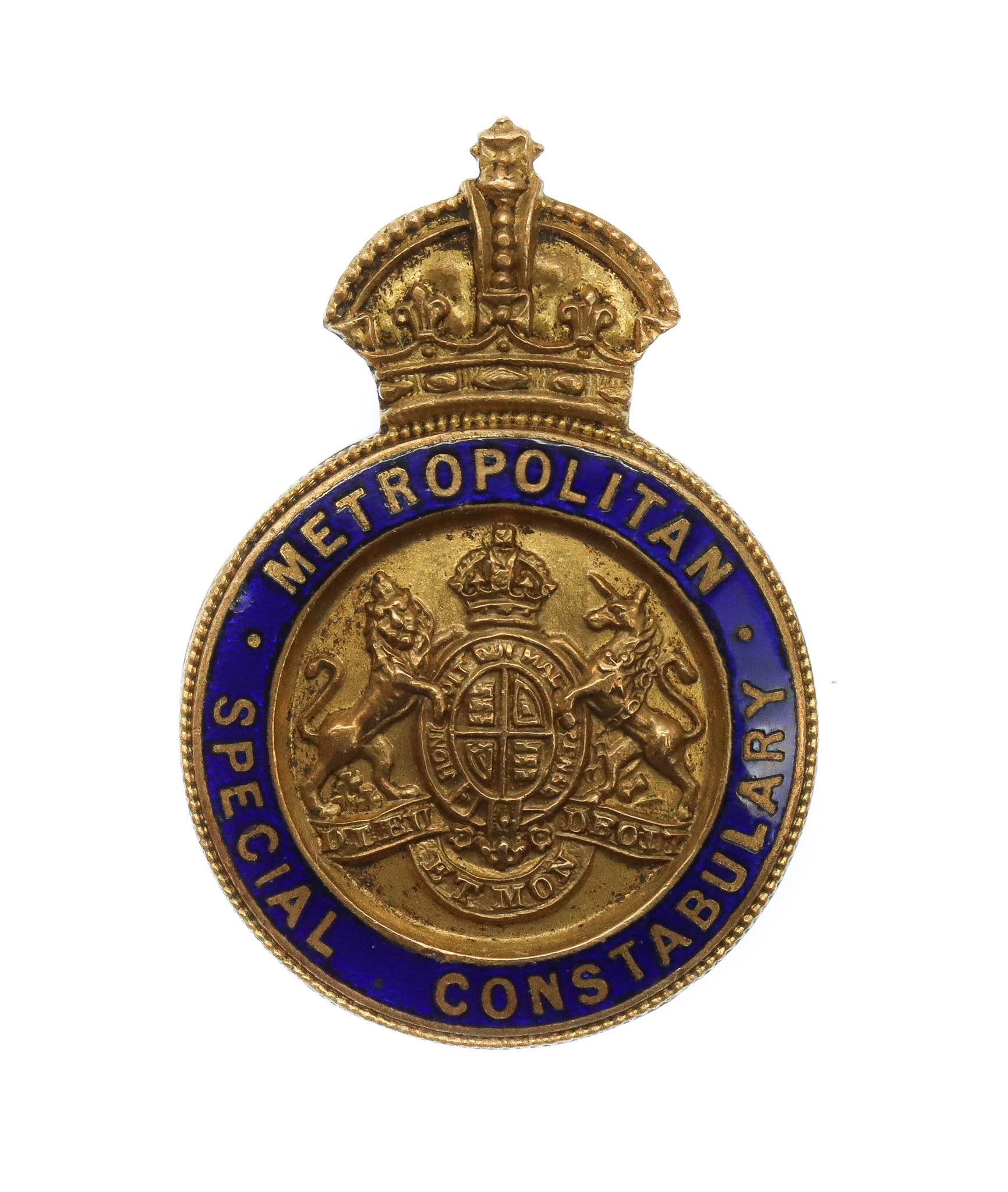 Metropolitan Special Constabulary Enamelled Cap/Lapel Badge - King's Crown