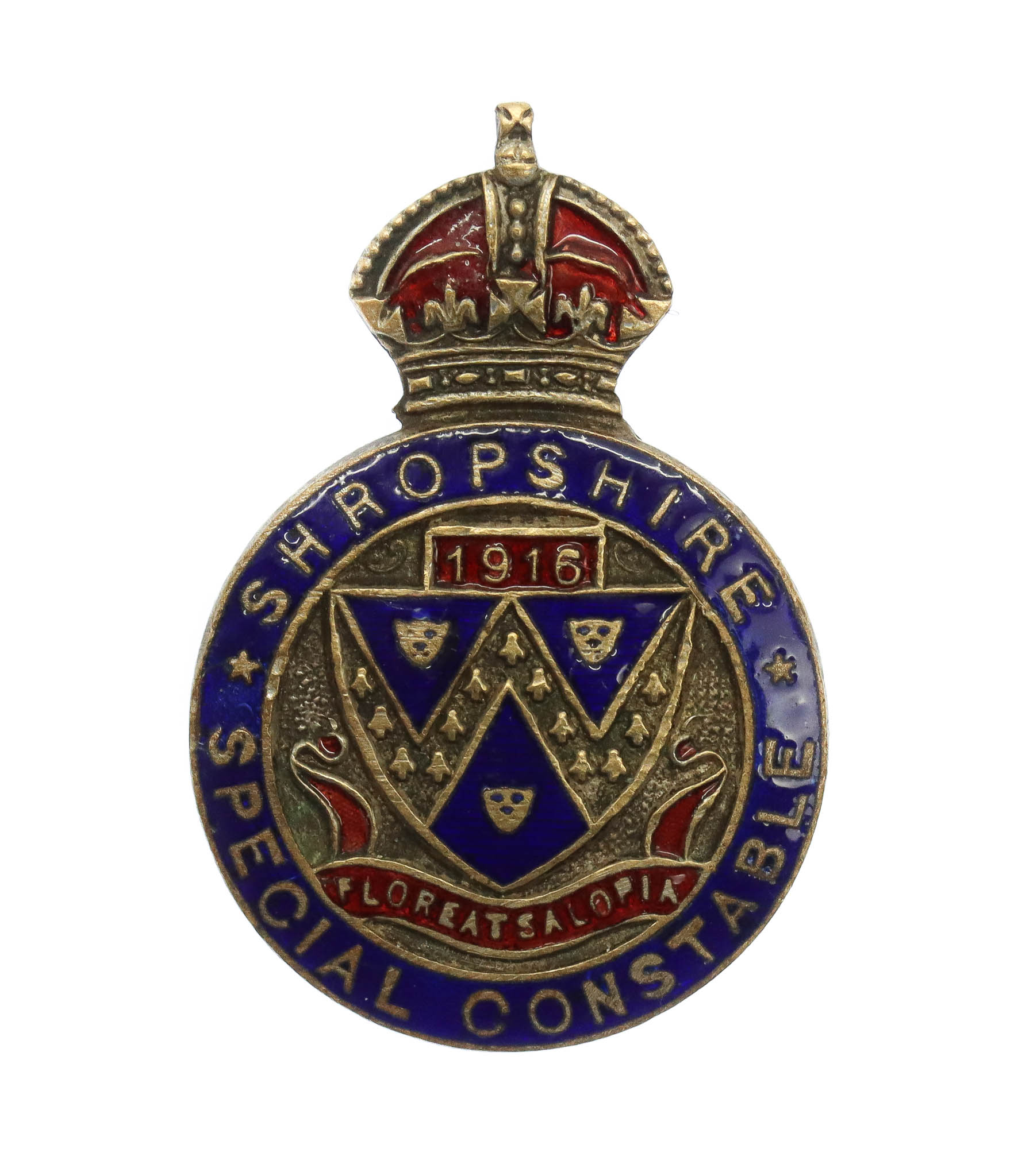 WW1 Shropshire Special Constabulary Special Constable 1916 Enamelled Lapel Badge
